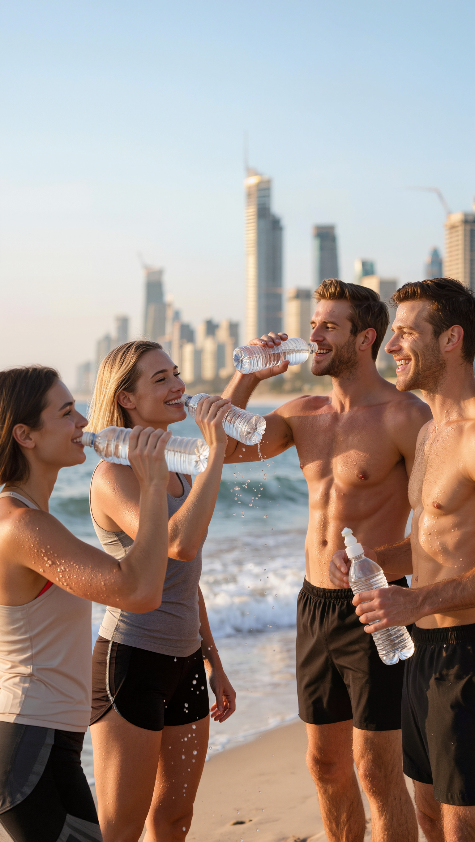 After Run Cool-Down at Beach - sport scene AI image
