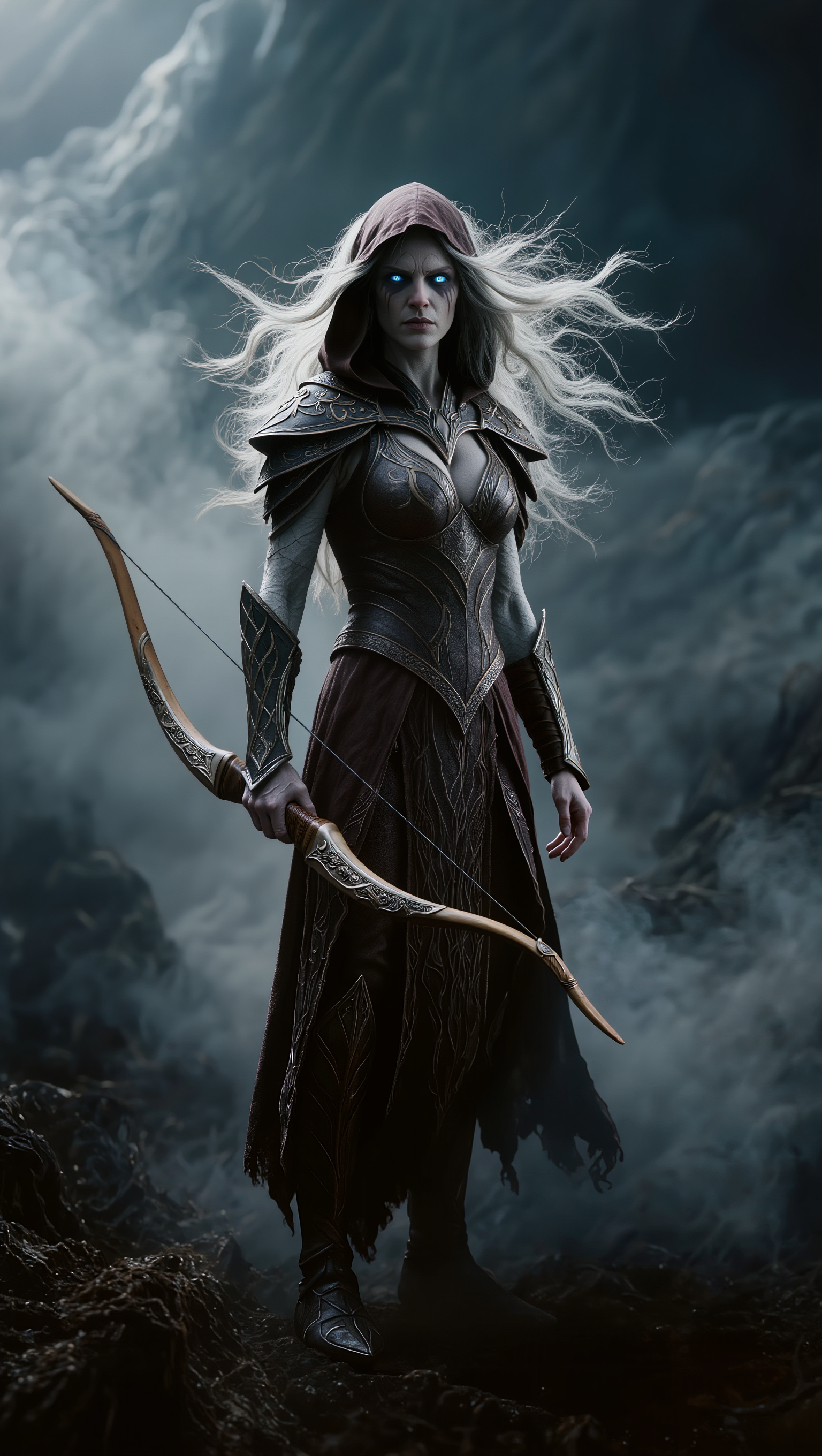 Dark Elf Ranger Queen - dark fantasy instagram profile picture AI image
