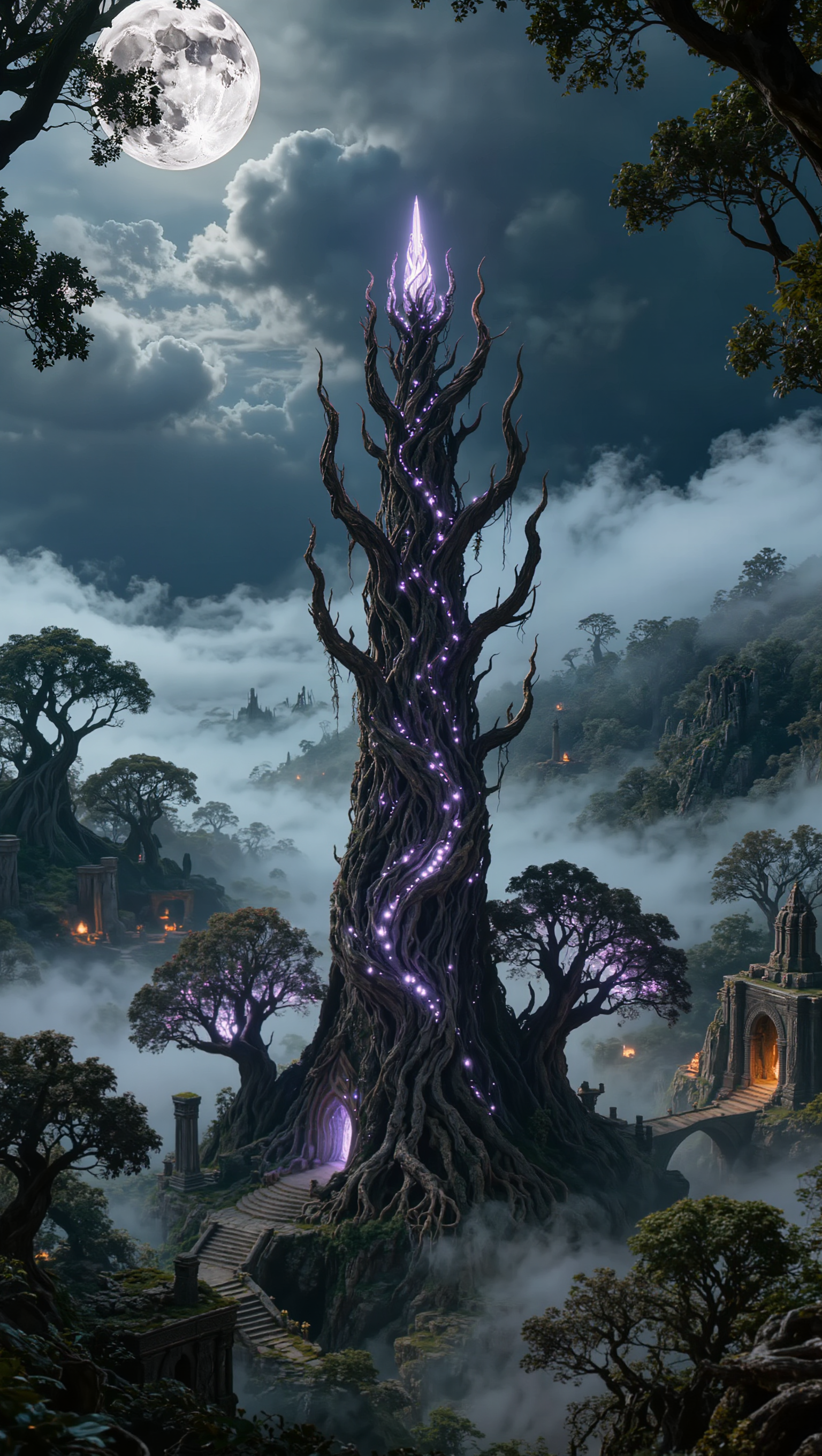 Darnassus city - hyper lights AI image