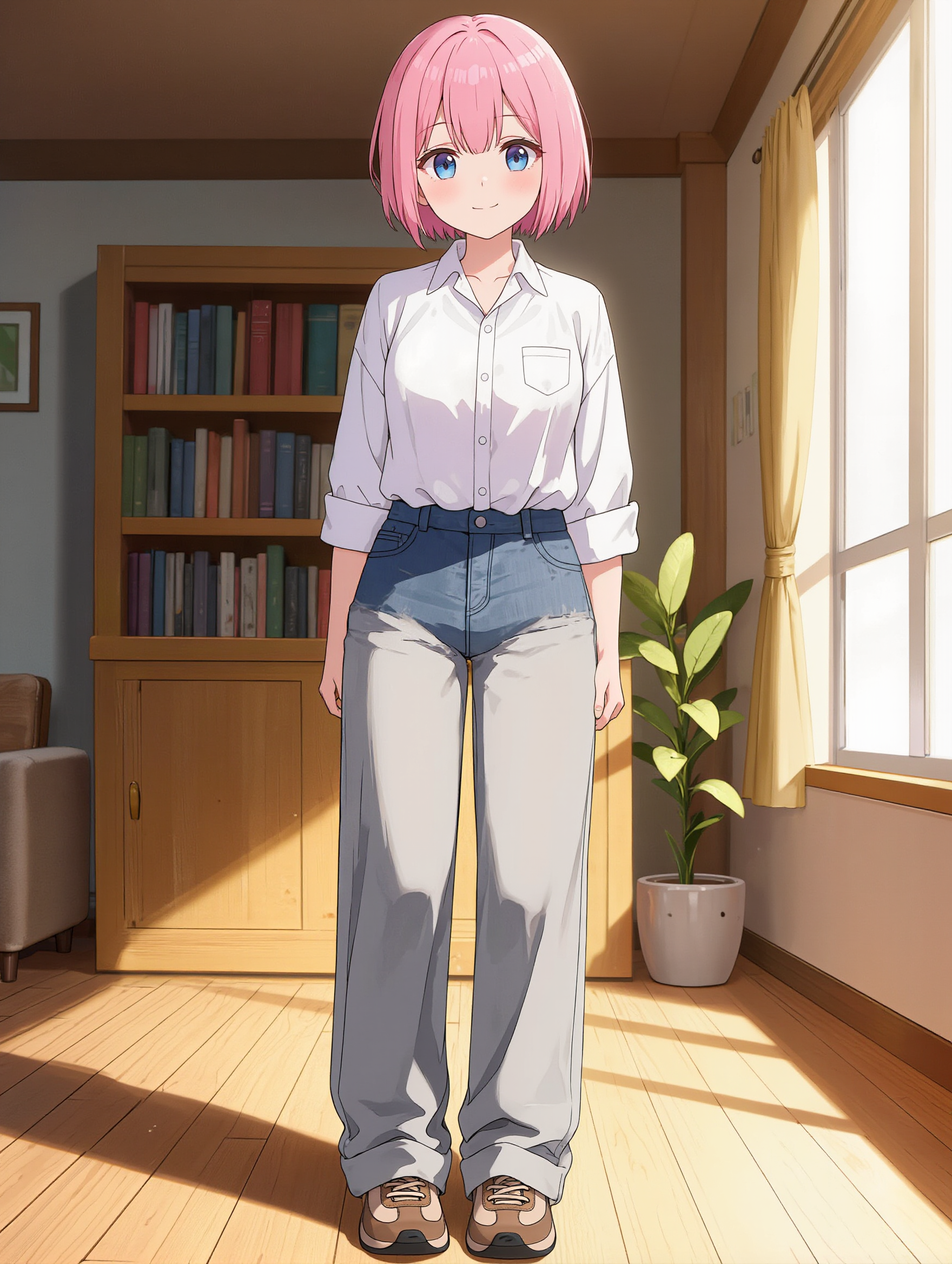 Kling AI work 309170707610560 - green hair anime girl with red and white shirt AI image