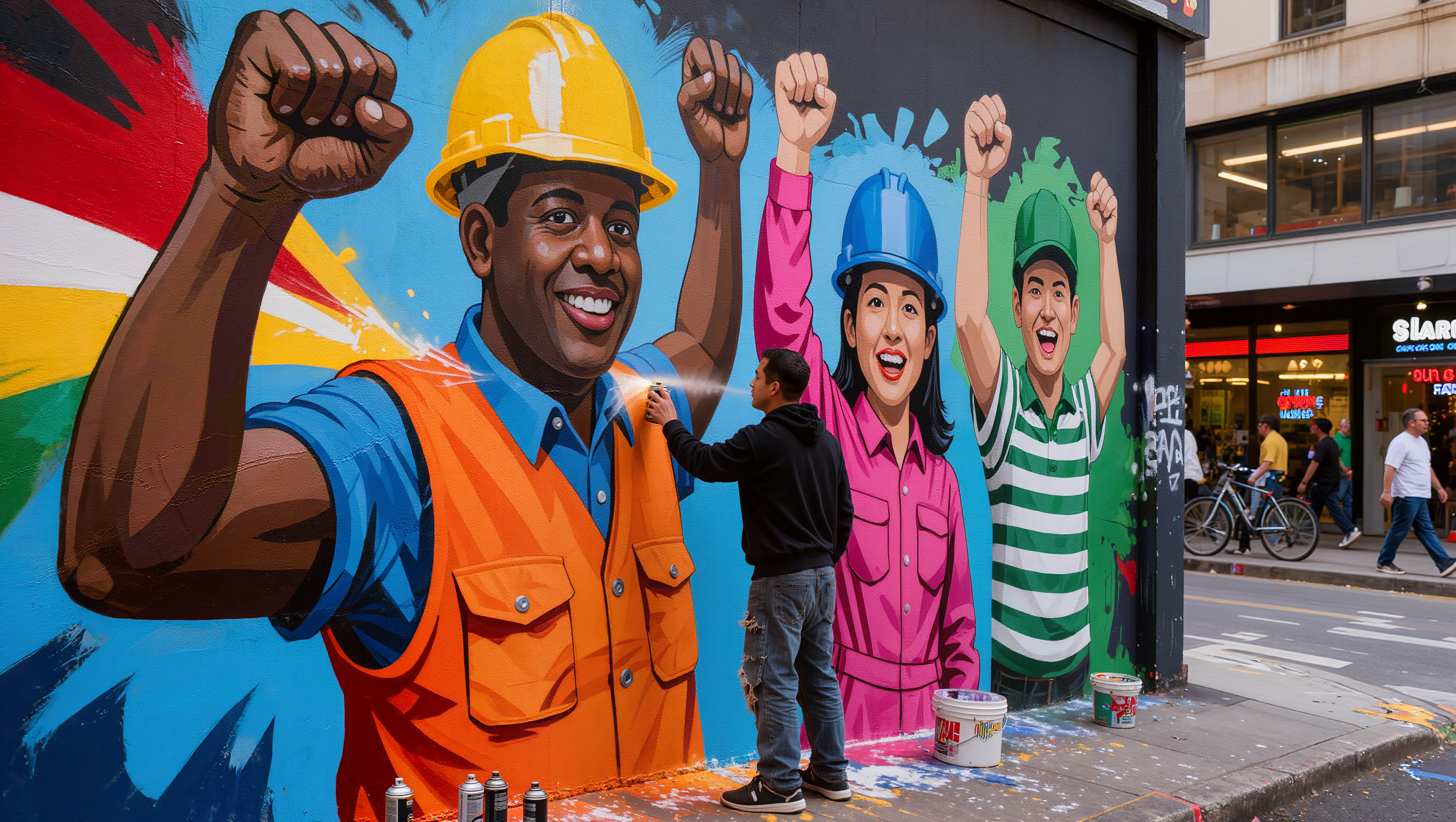 Workers unite - generate graffiti AI image