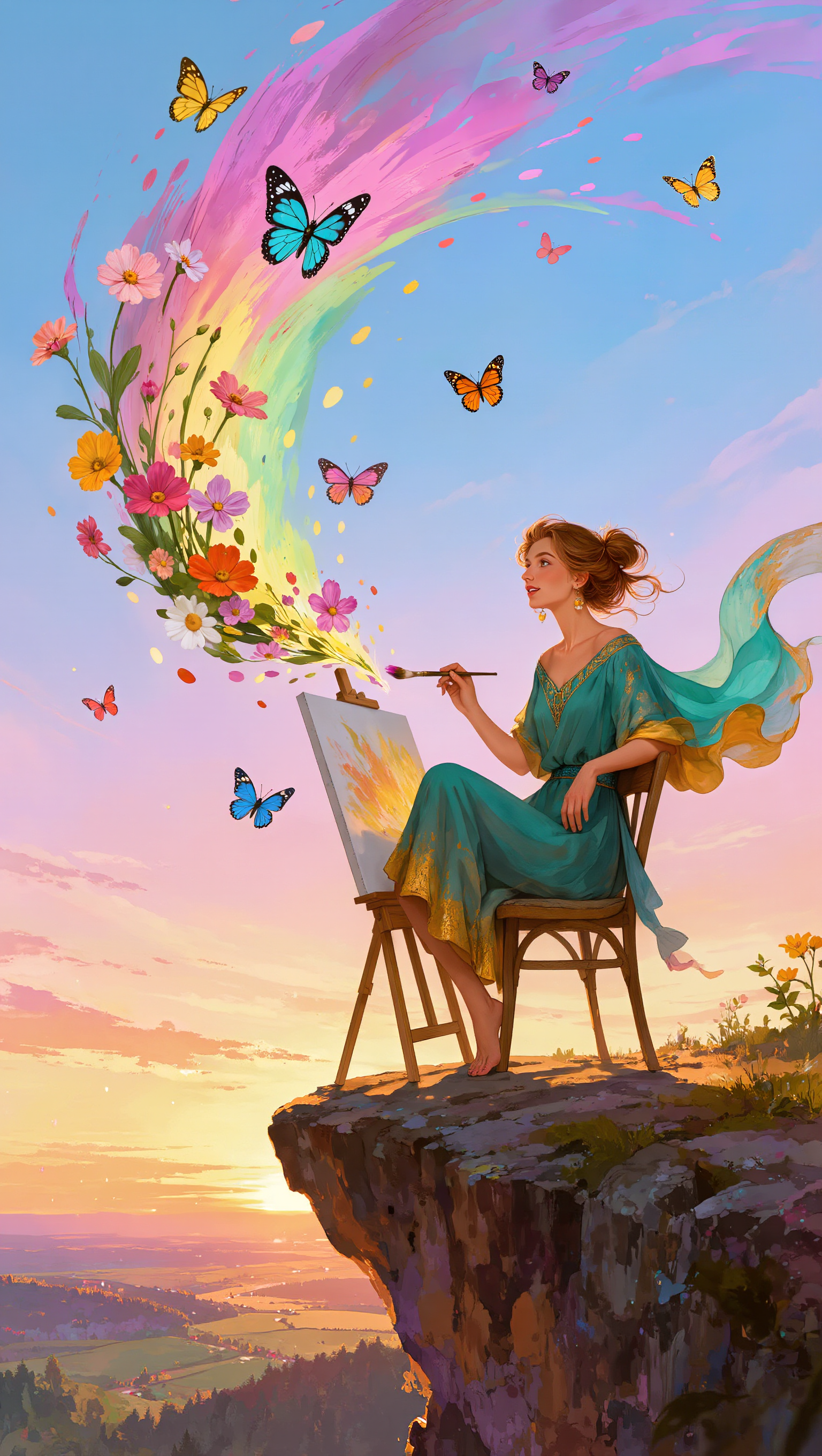 Kling AI work 309711660662061 - woman field painting AI image