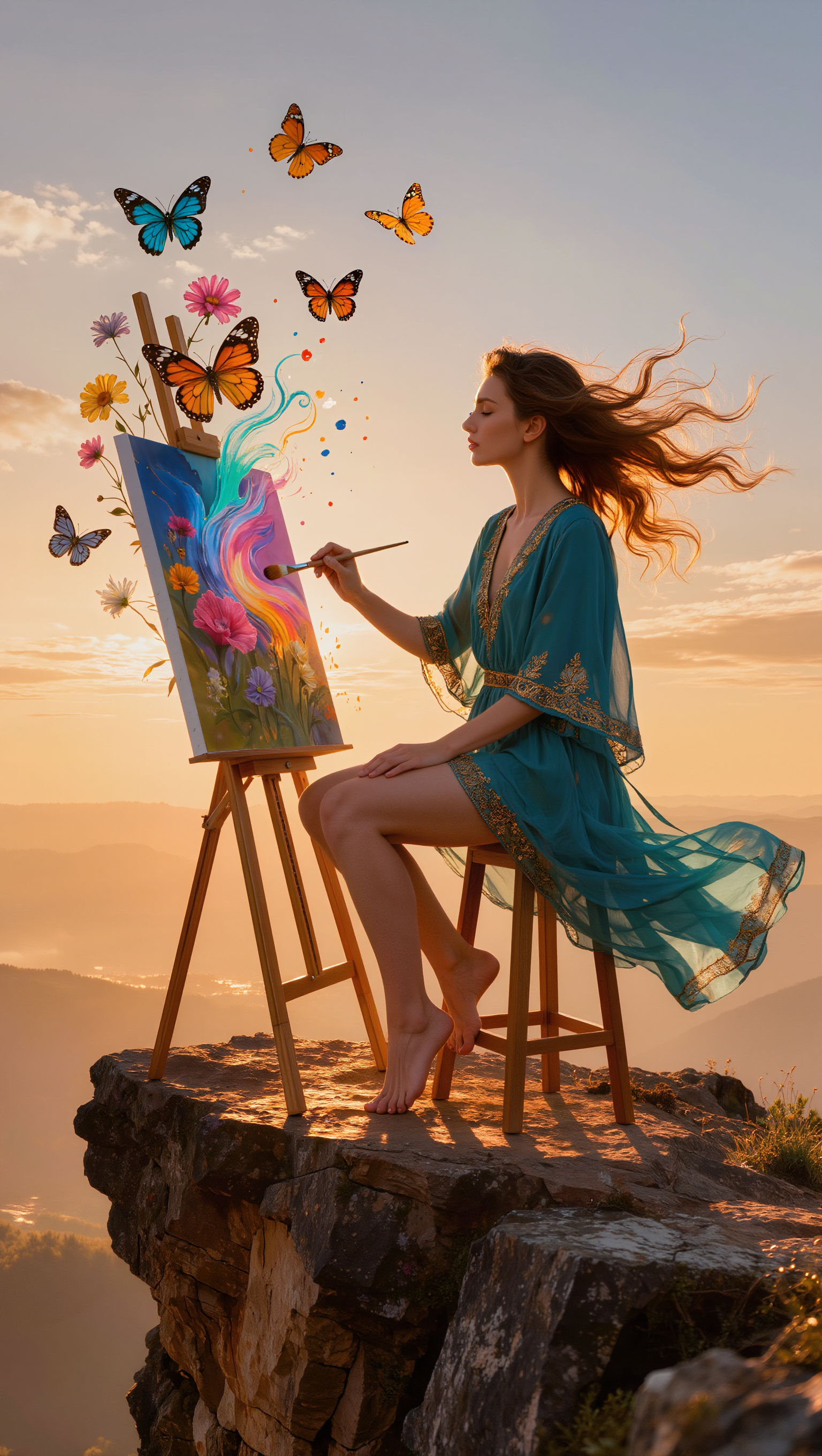 Kling AI work 309711888618210 - woman field painting AI image