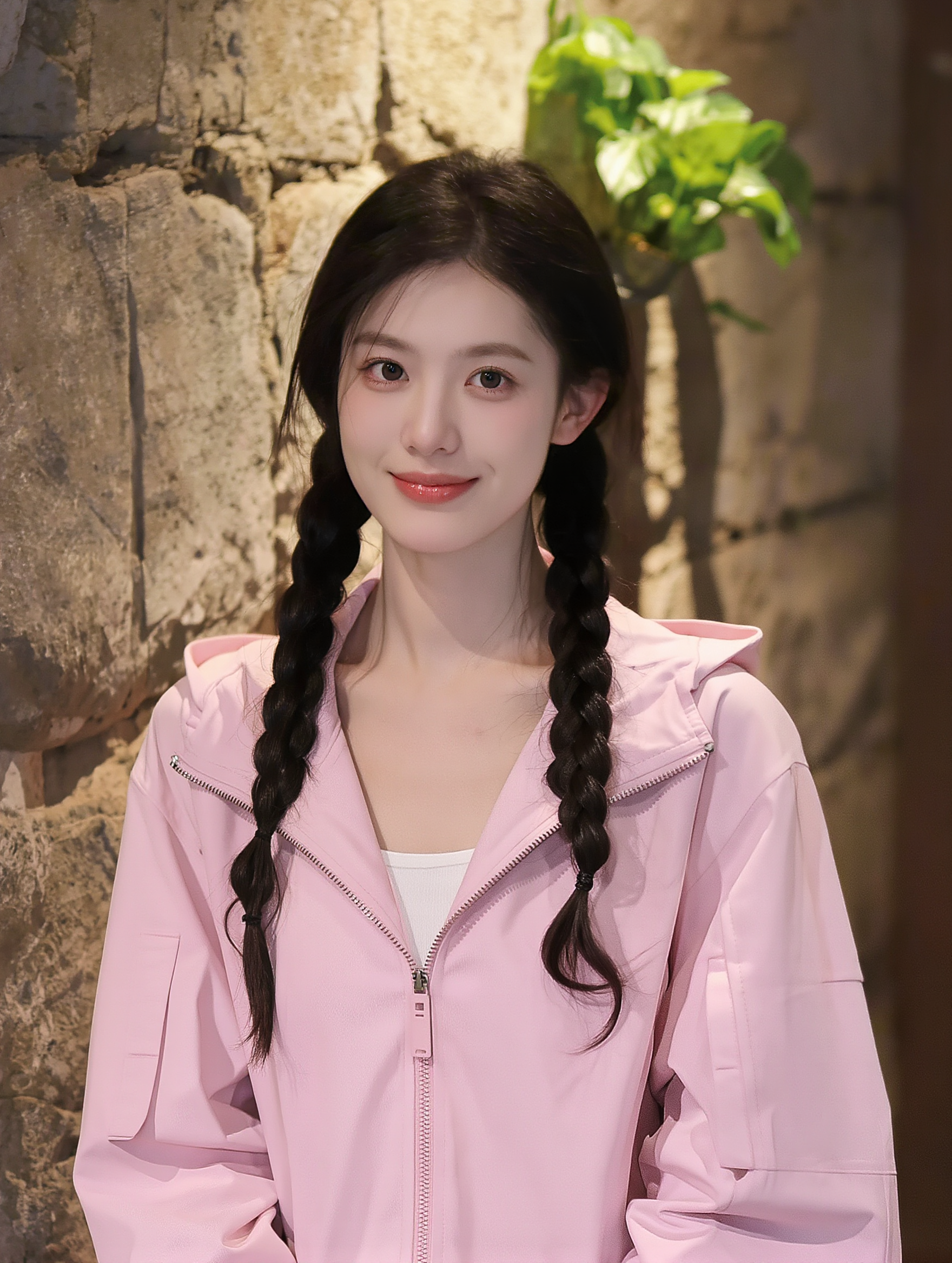Kling AI work 310576823660931 - dark hair pink highlights AI image