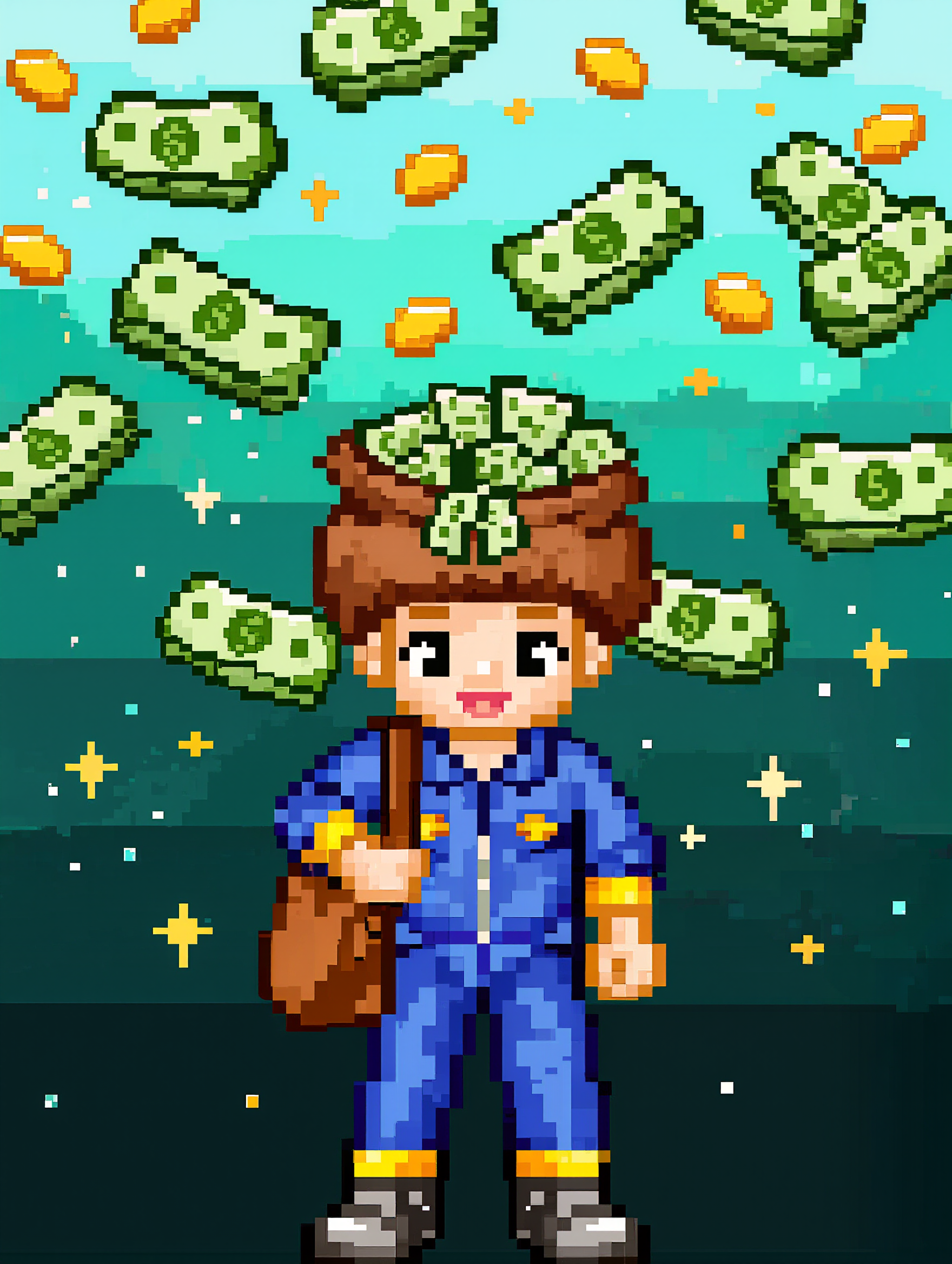 NODE FILLS THE BAG - make 8 bit art AI image