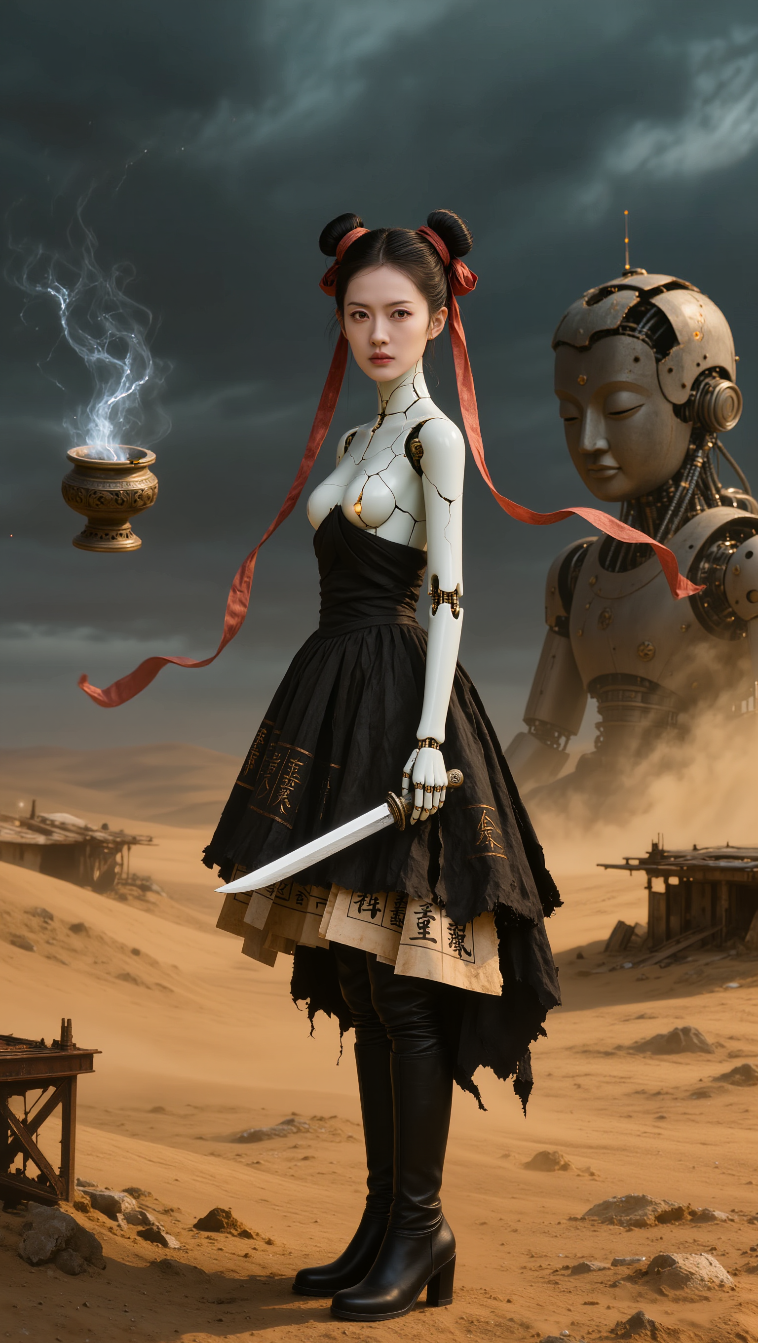 chinese gothic paper style - paper texture 16:9 AI image