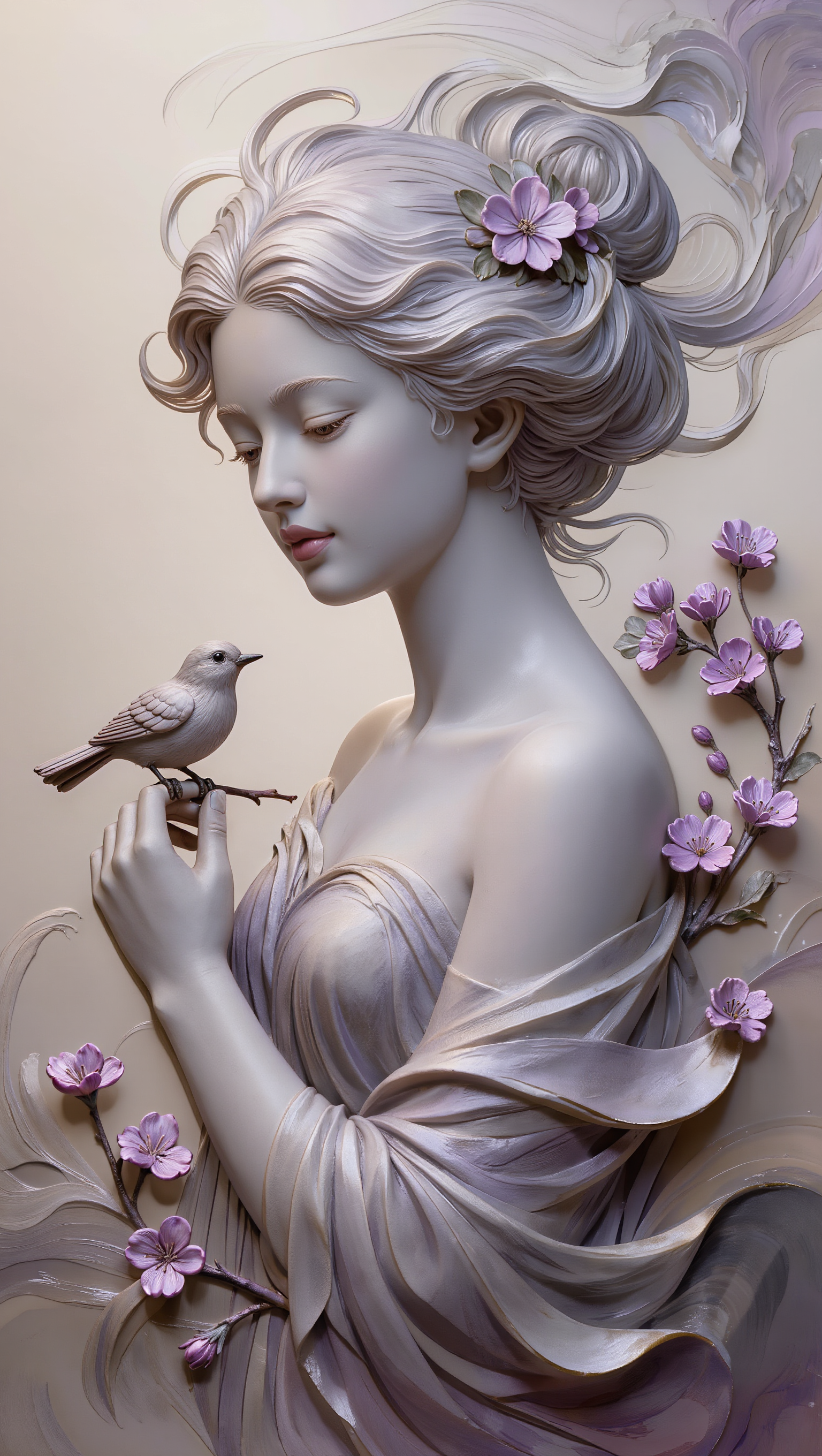 Kling AI work 312025374507276 - lavender grey hair color AI image