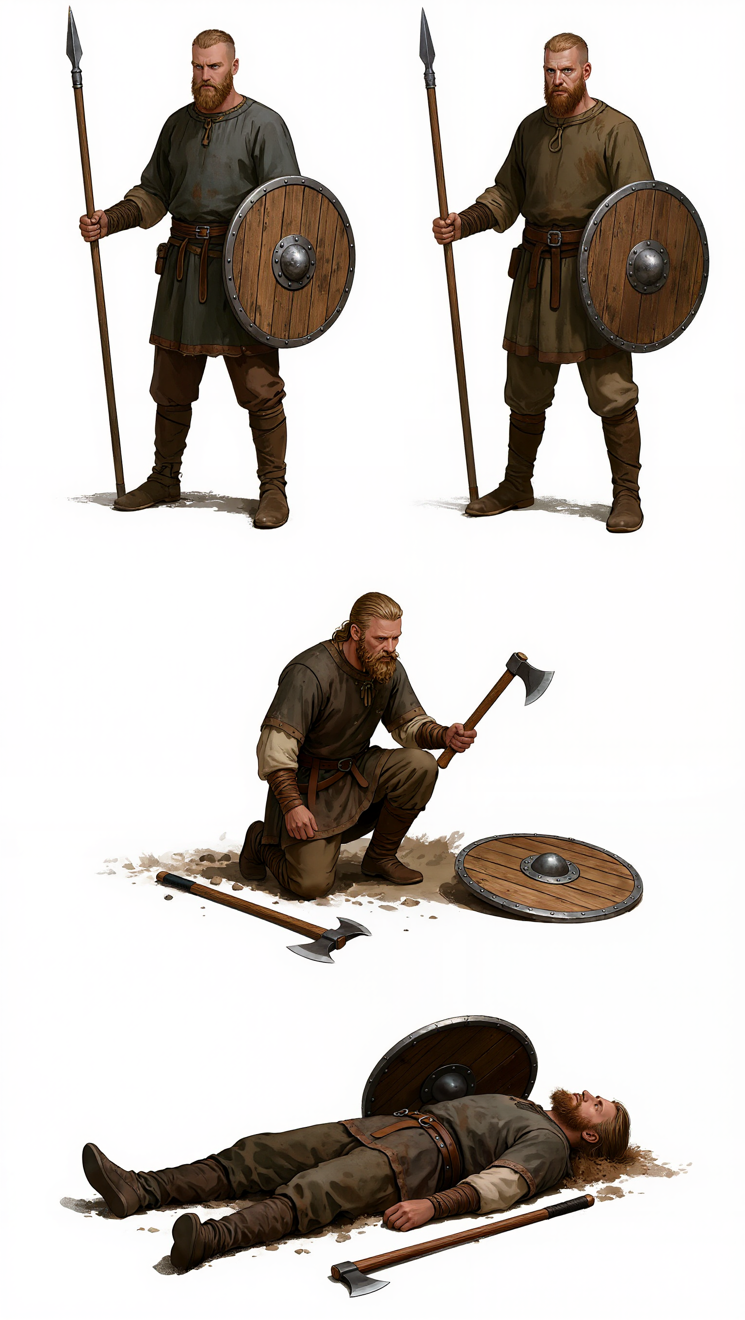 four-panel storyboard - character reference sheet AI image