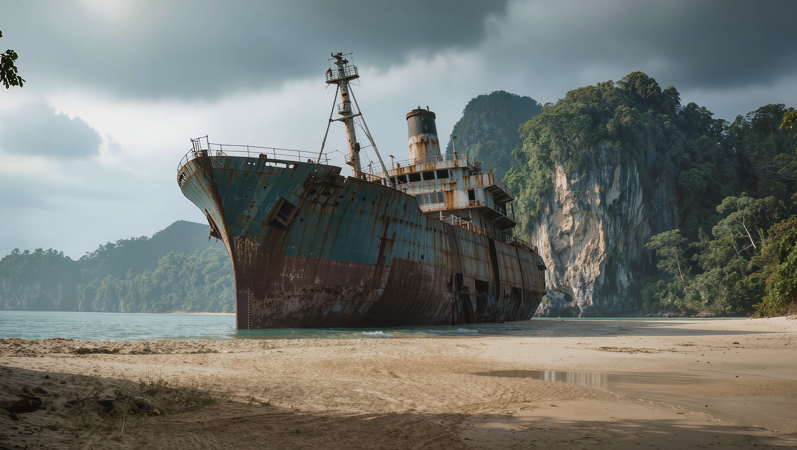 Forgotten Titan - extreme wide shot AI image