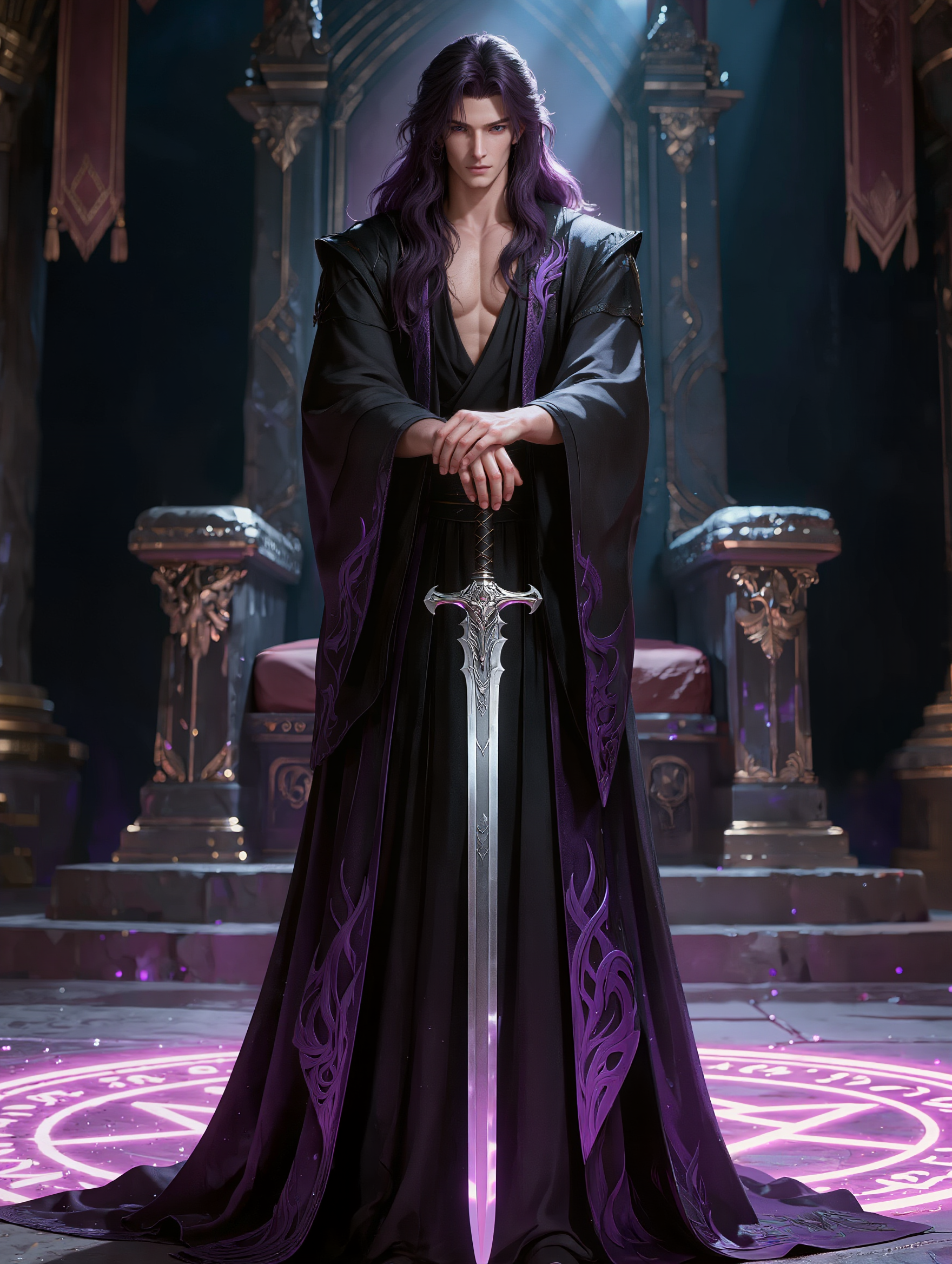 Kling AI work 313501371505856 - dark purple red hair AI image