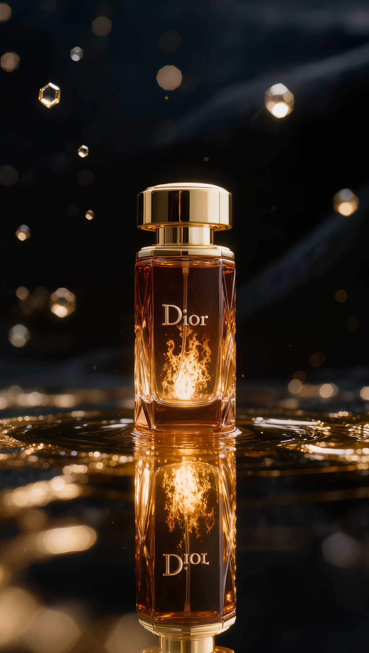 Fragrance Commercial Shot - Dior - hexagonal lighting AI image