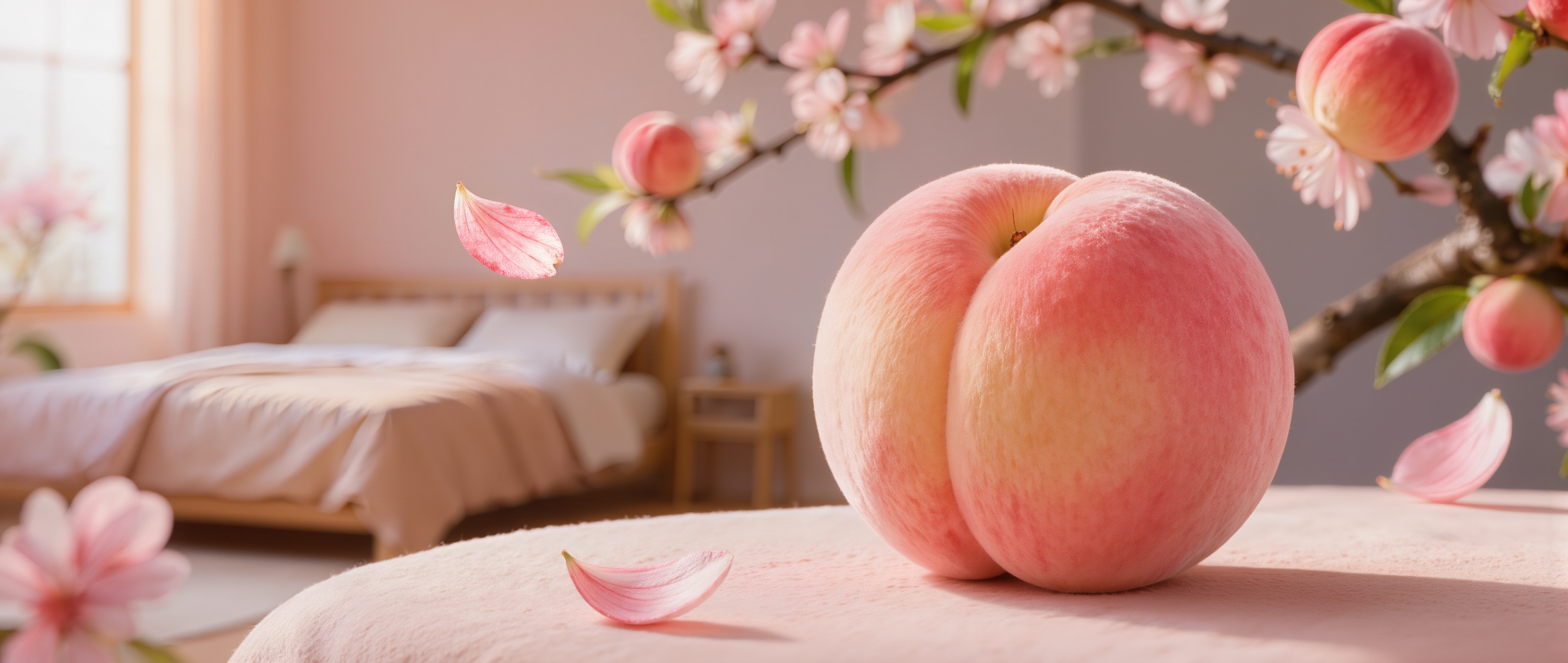 Bedding fabric - peach color hex AI image