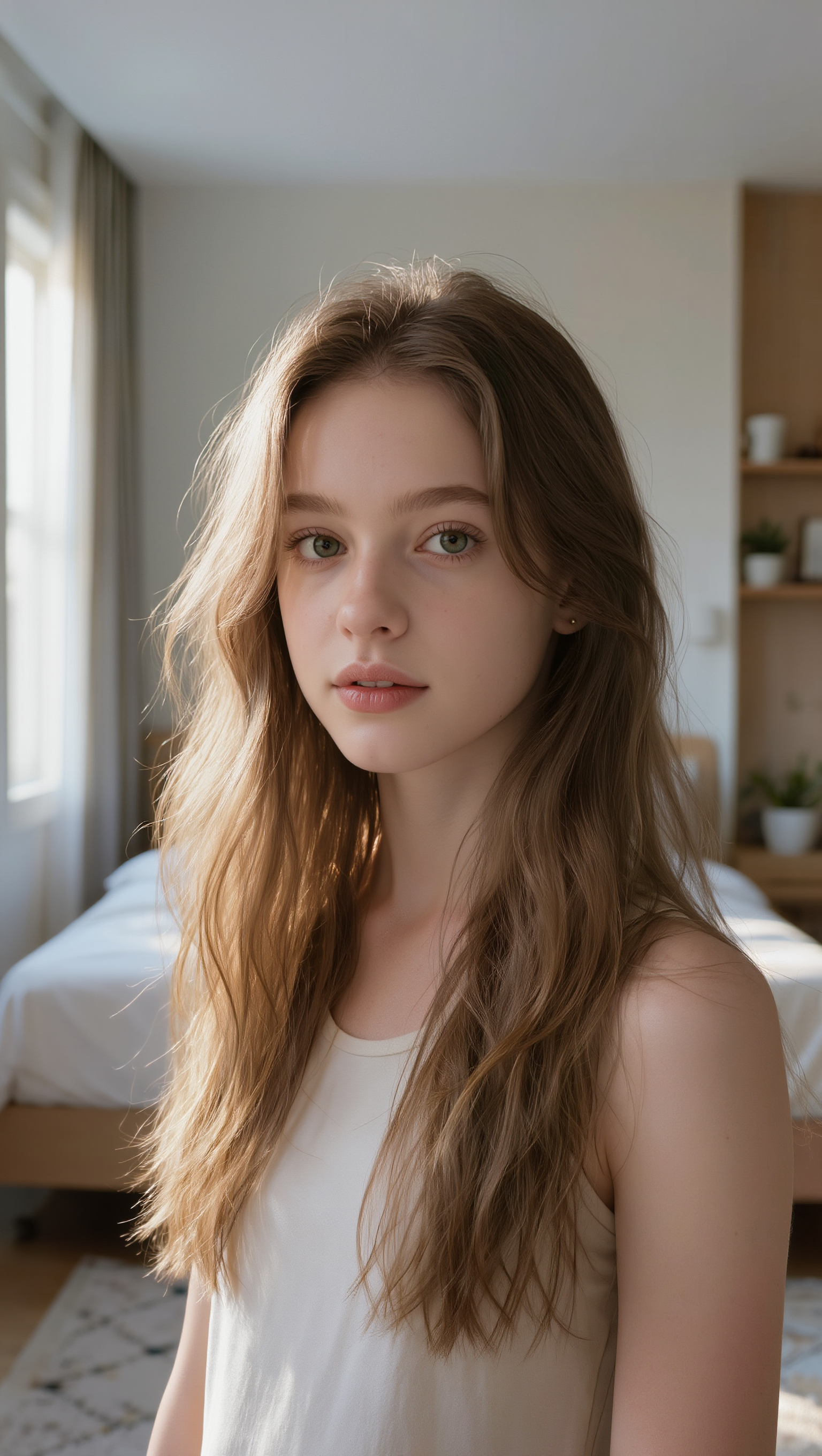 beautiful young woman - woman try on AI image