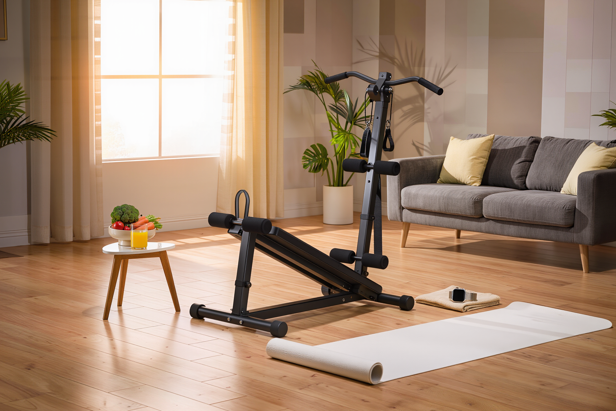 Modern home fitness space - fitness youtube thumbnail AI image
