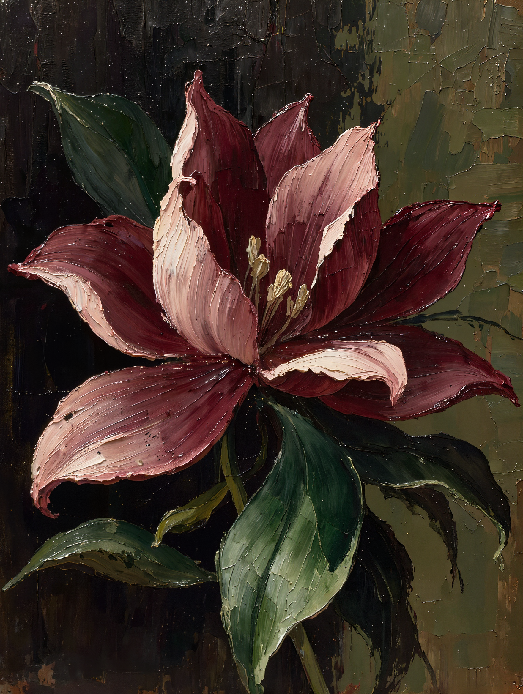 Moody Burgundy Floral Study - burgundy wine color AI image