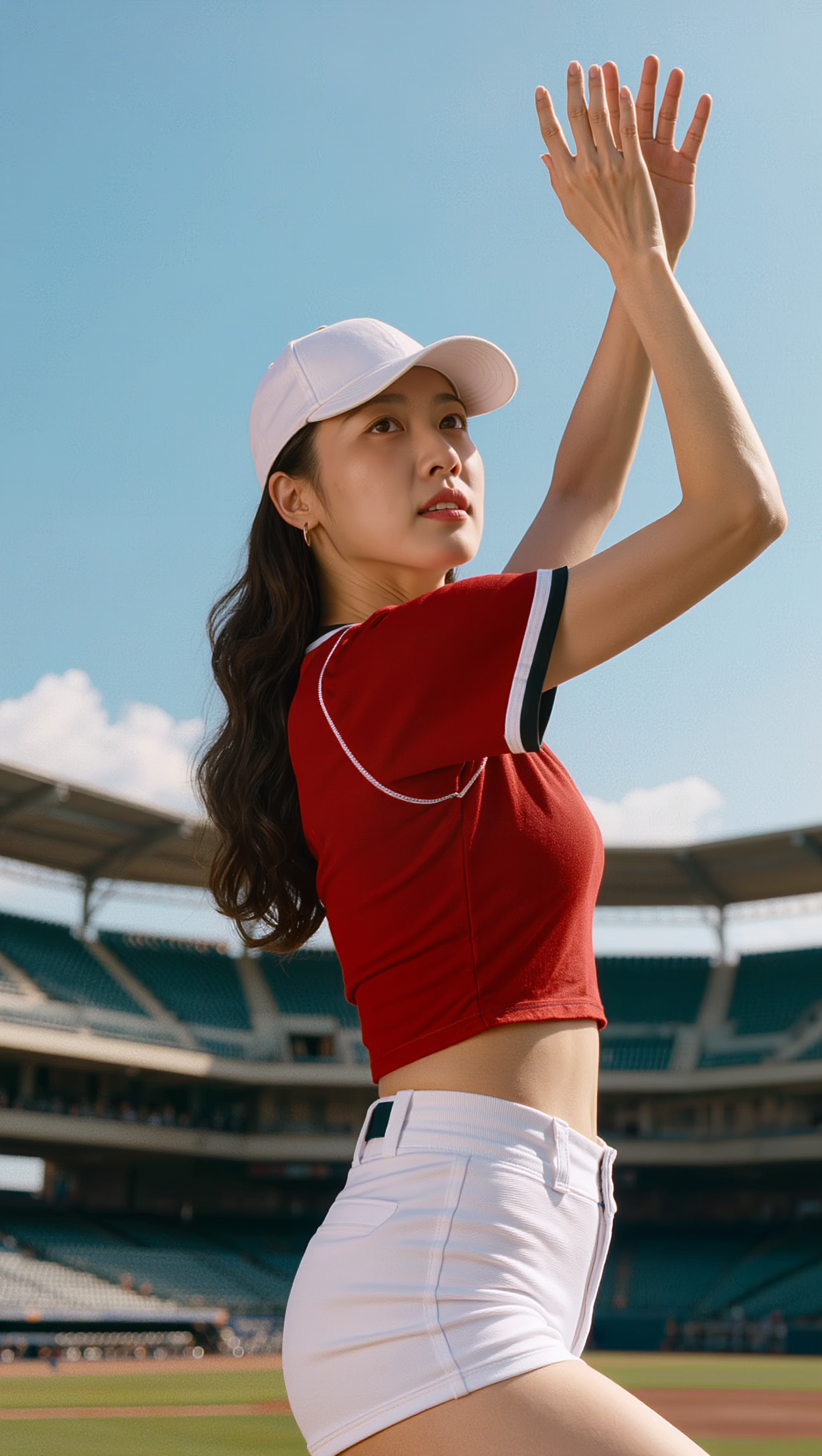 Girl pose at baseball - baseball ai prompt AI image