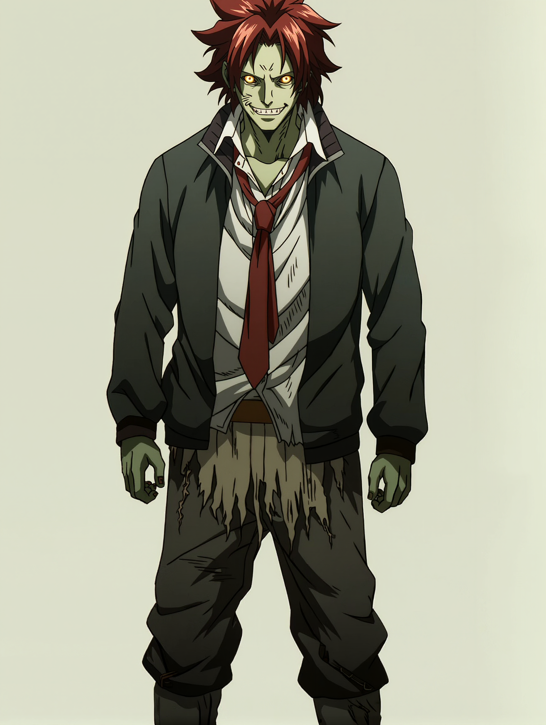 Gamdu - green hair anime girl with red and white shirt AI image