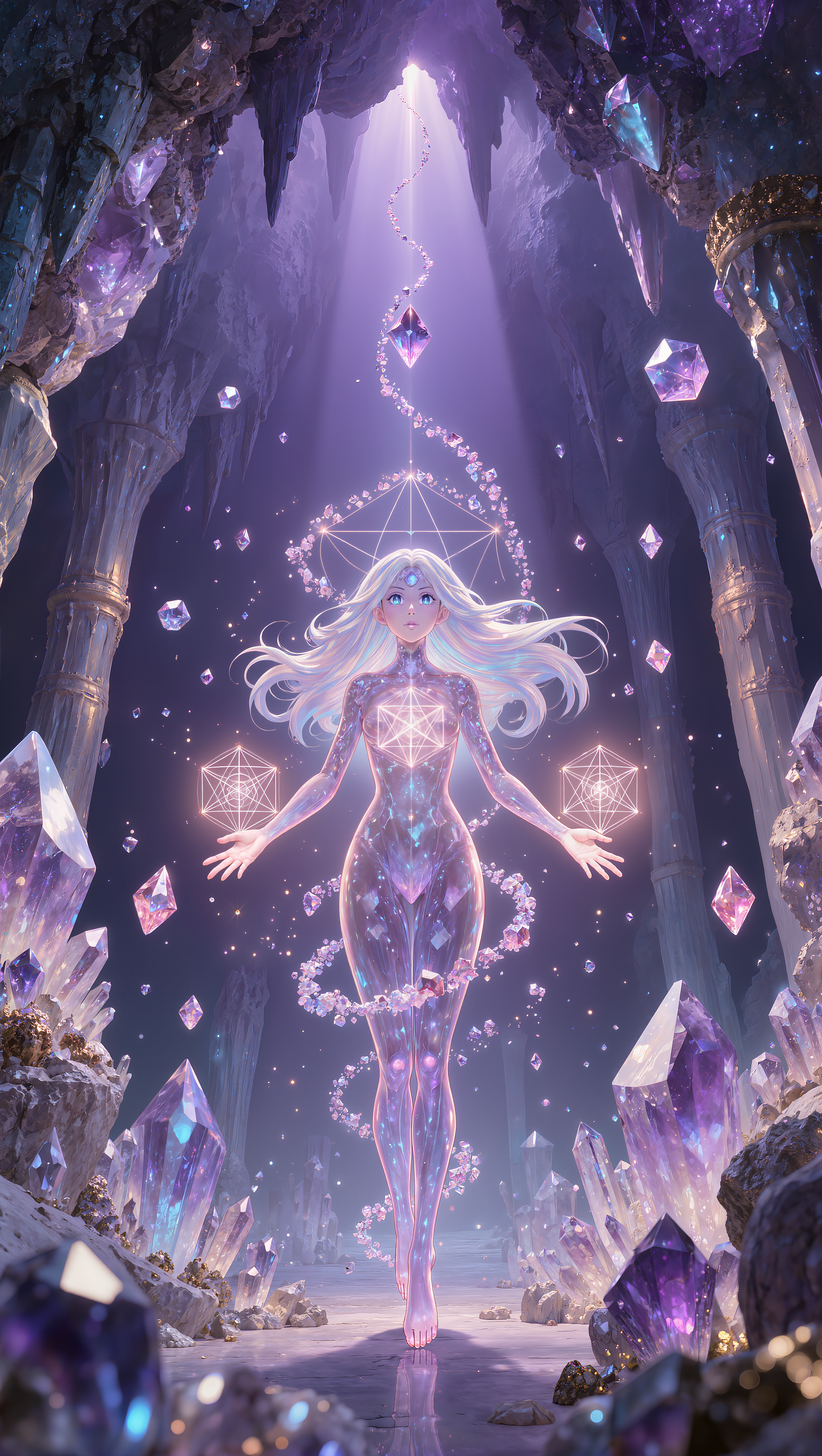 Crystalline Anime Goddess - drawings of anime hands AI image