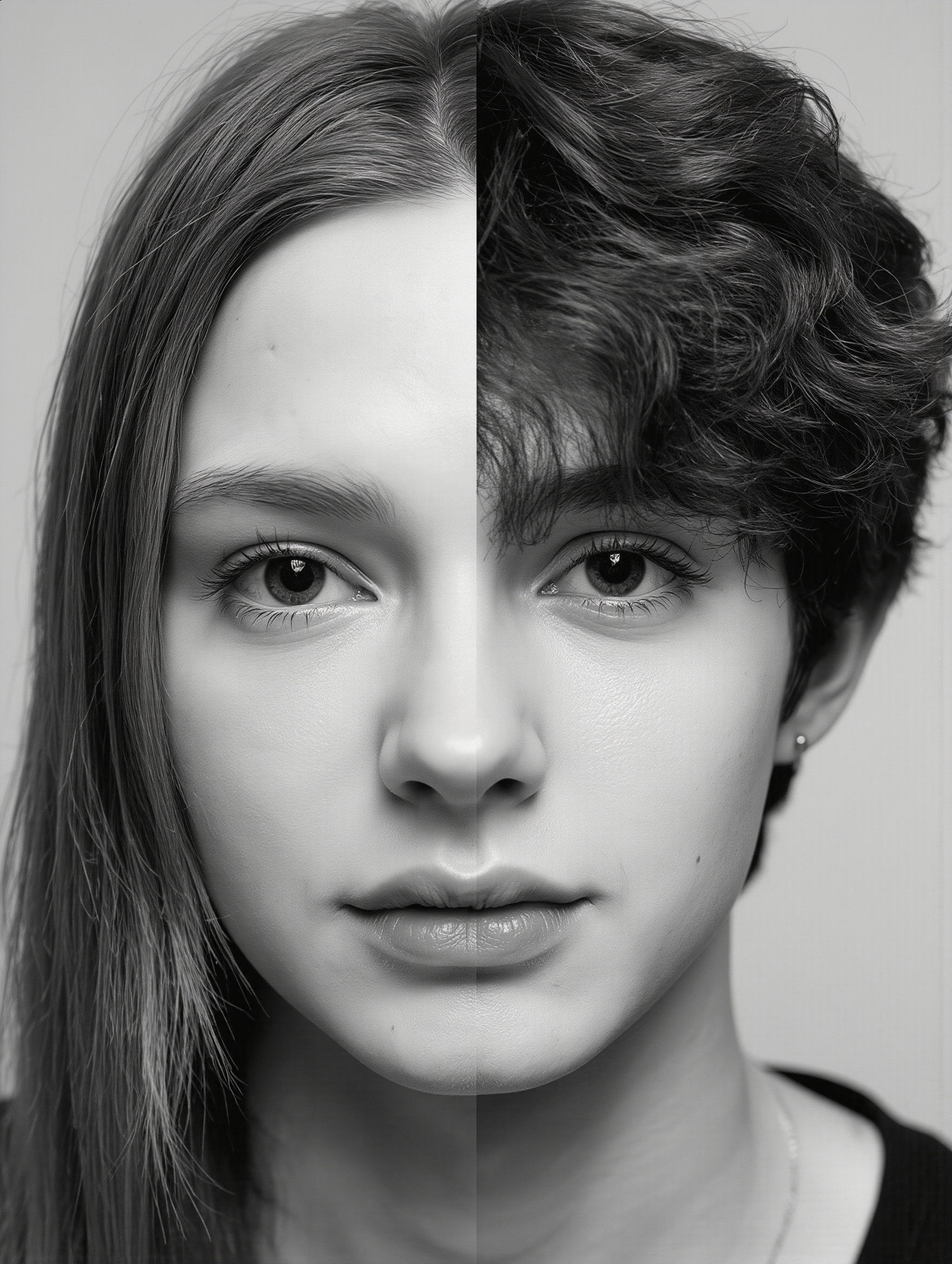 split-face couple portrait - portrait ai generator AI image