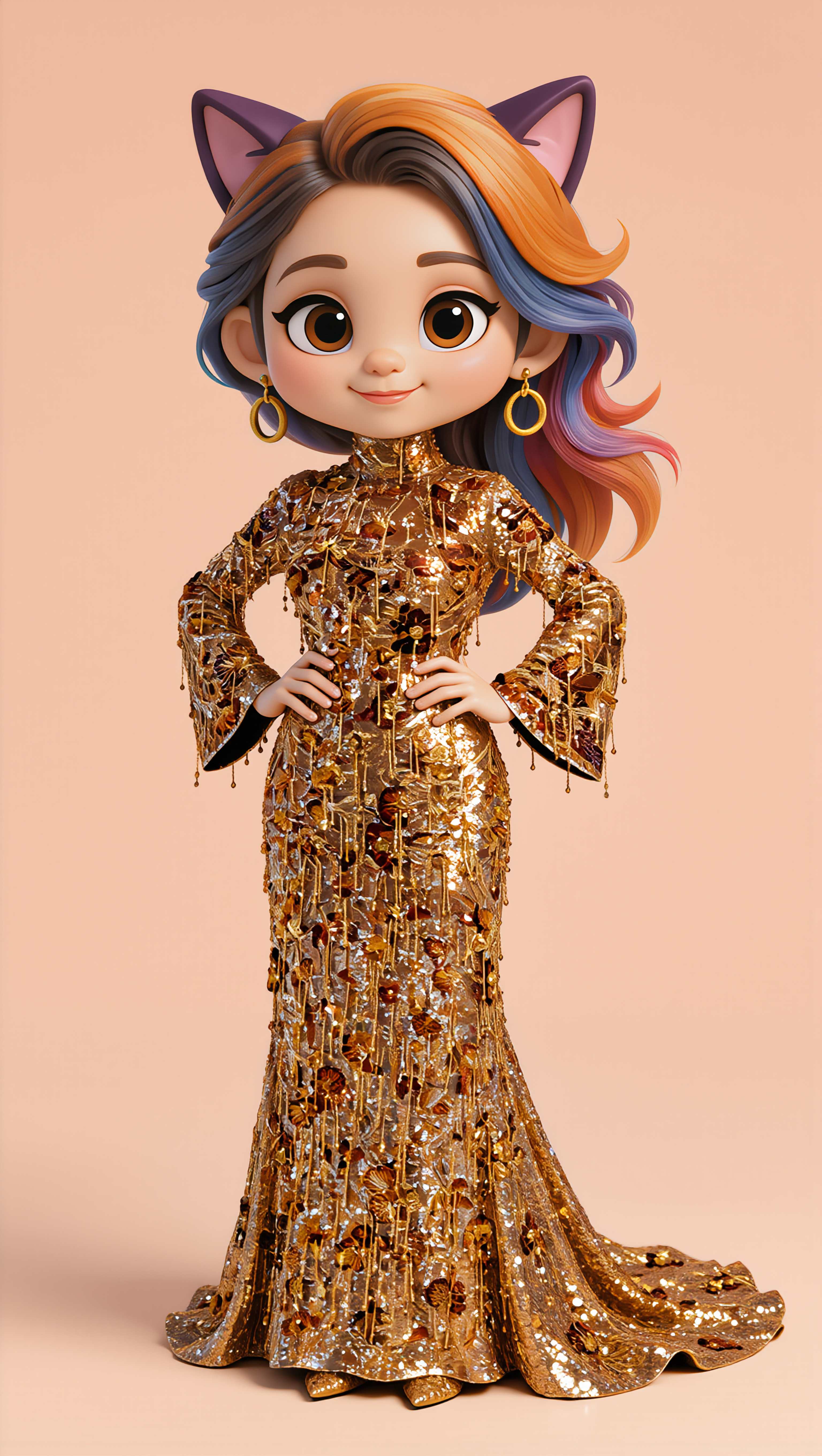 Kling AI work 308209427307005 - peach color hex AI image