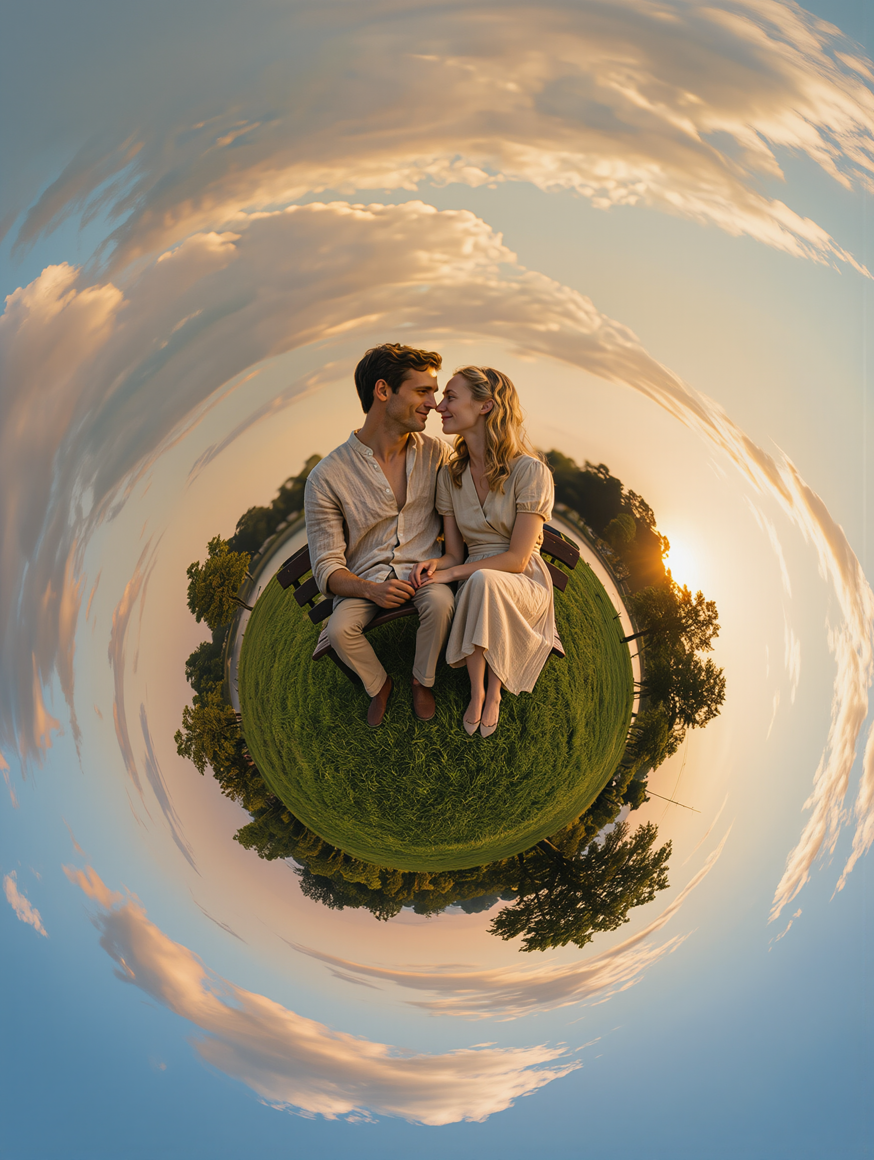 Tiny planet projection - planet world map generator AI image