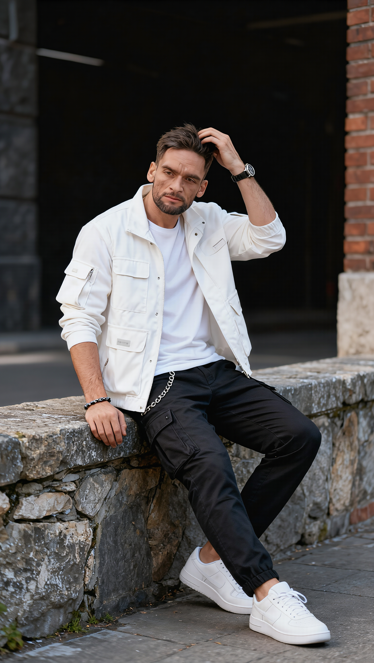 : A confident young man, similar - how to remove a person from a photo AI image