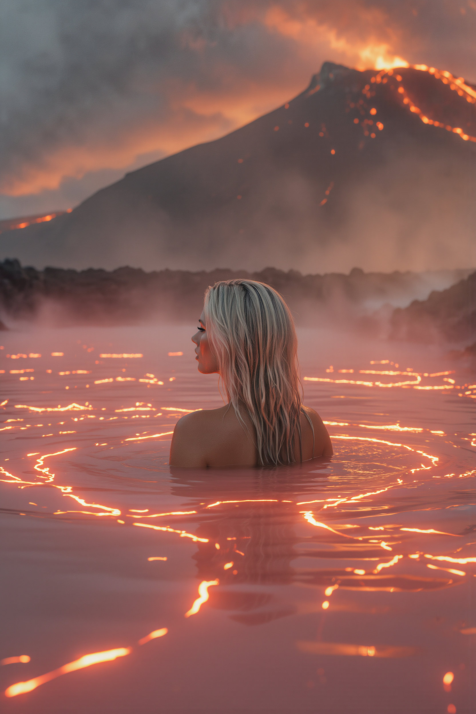 Mystical volcano - photo model AI image