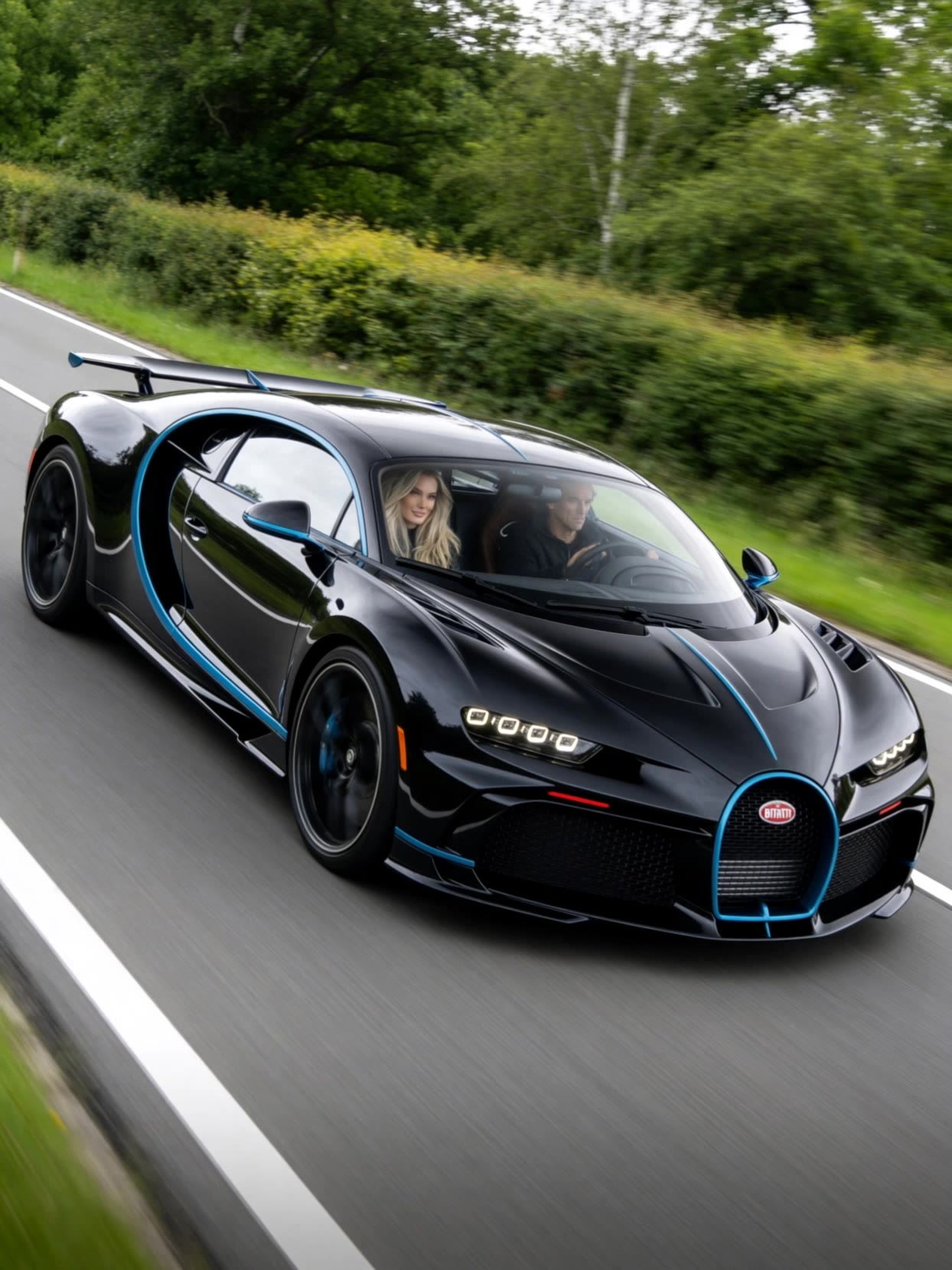 Bugatti Vayron black - hair color black underneath blonde on top AI video