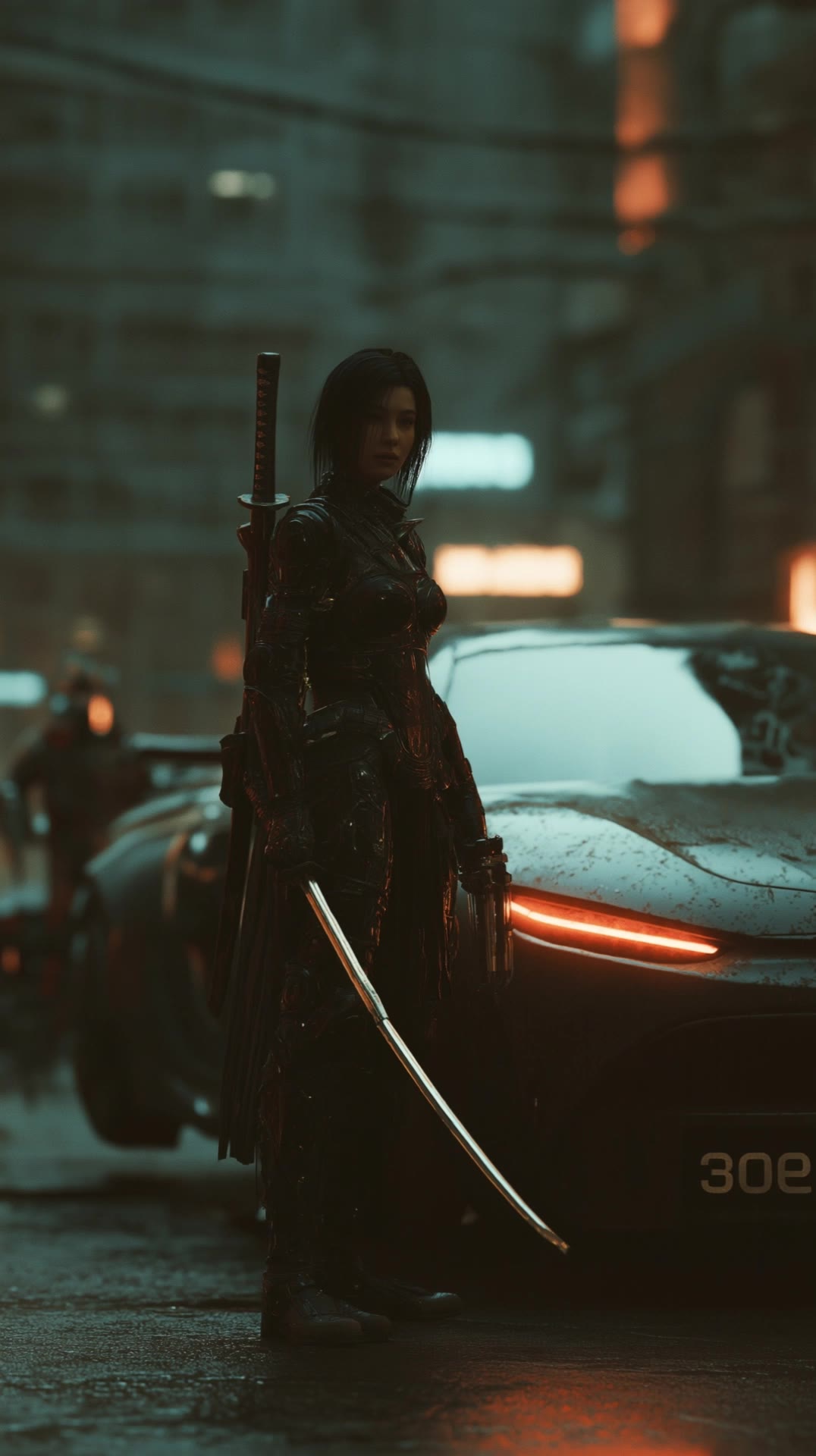 A photorealistic full-body shot - fingers cyberpunk AI video