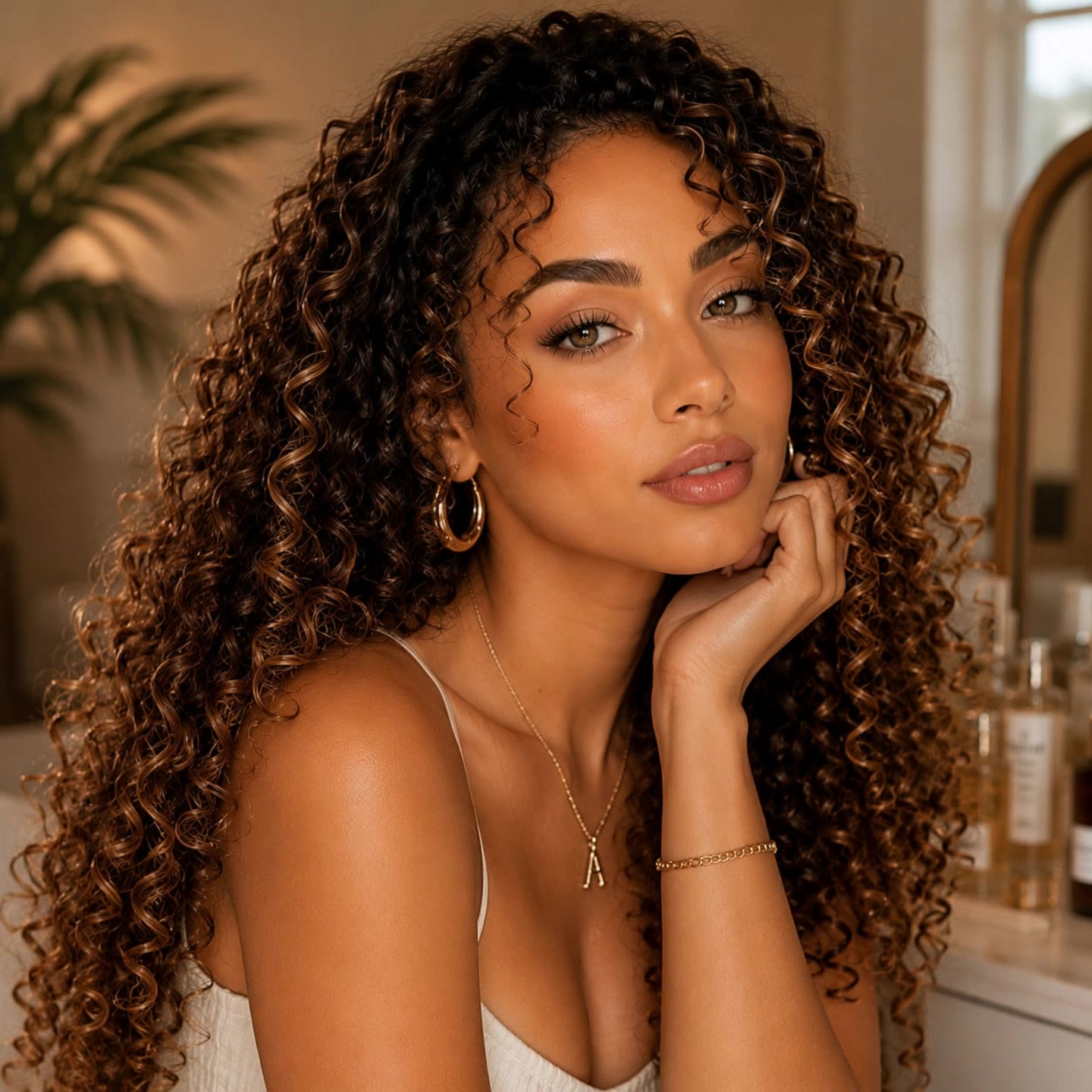 Kling AI work 314941596508349 - caramel highlights curly hair AI video