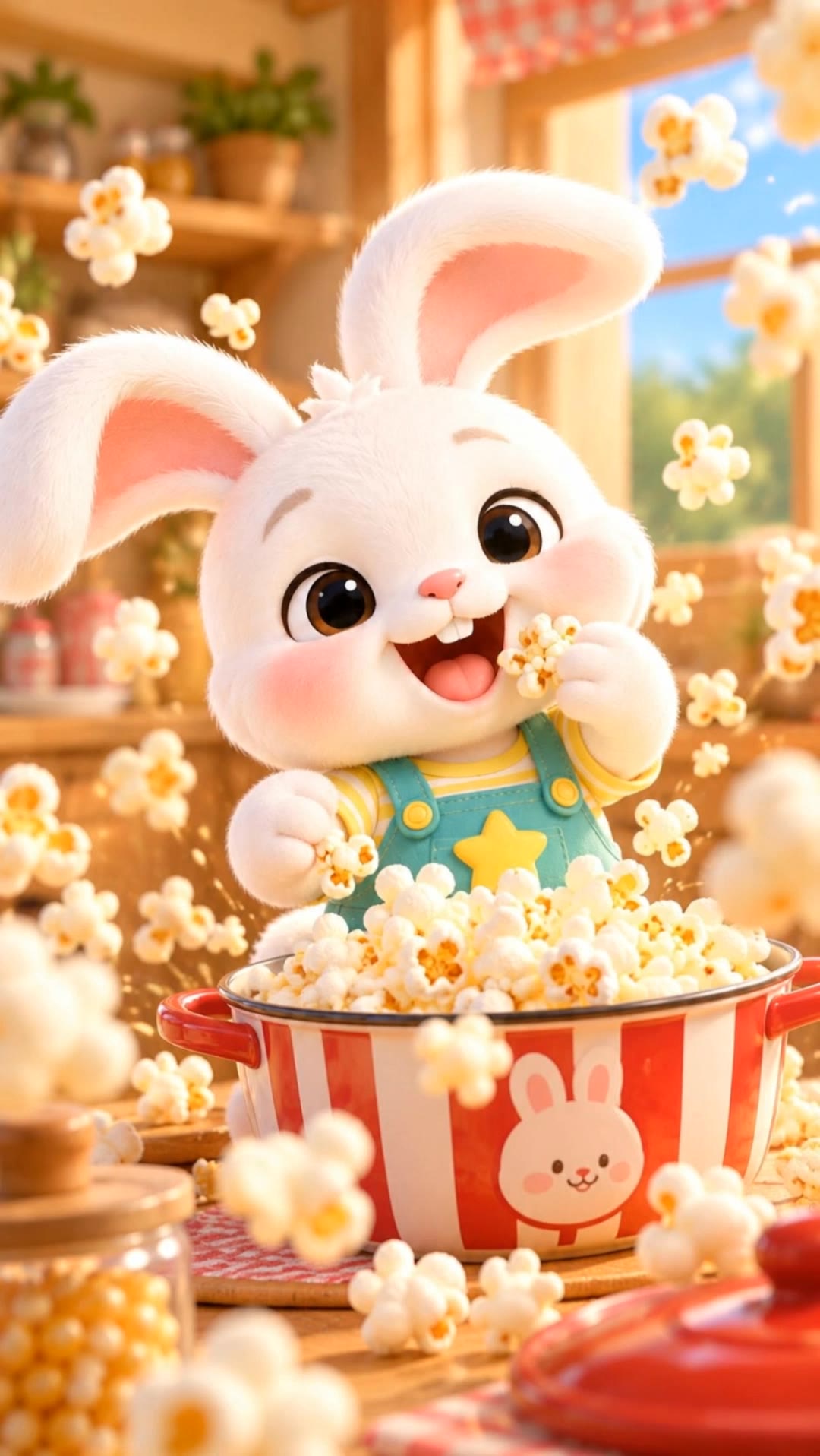 Bunny Loves Popcorn! 🐰🍿 #Short - popcorn pop AI video