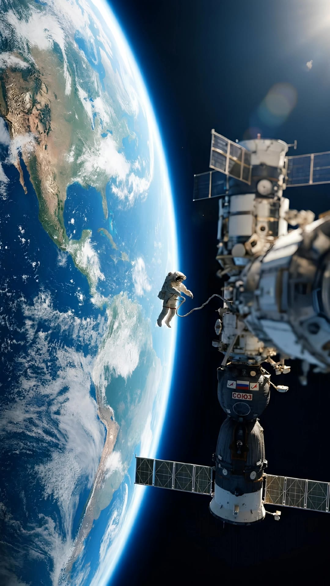 An astronaut floats in space - space poster design AI video