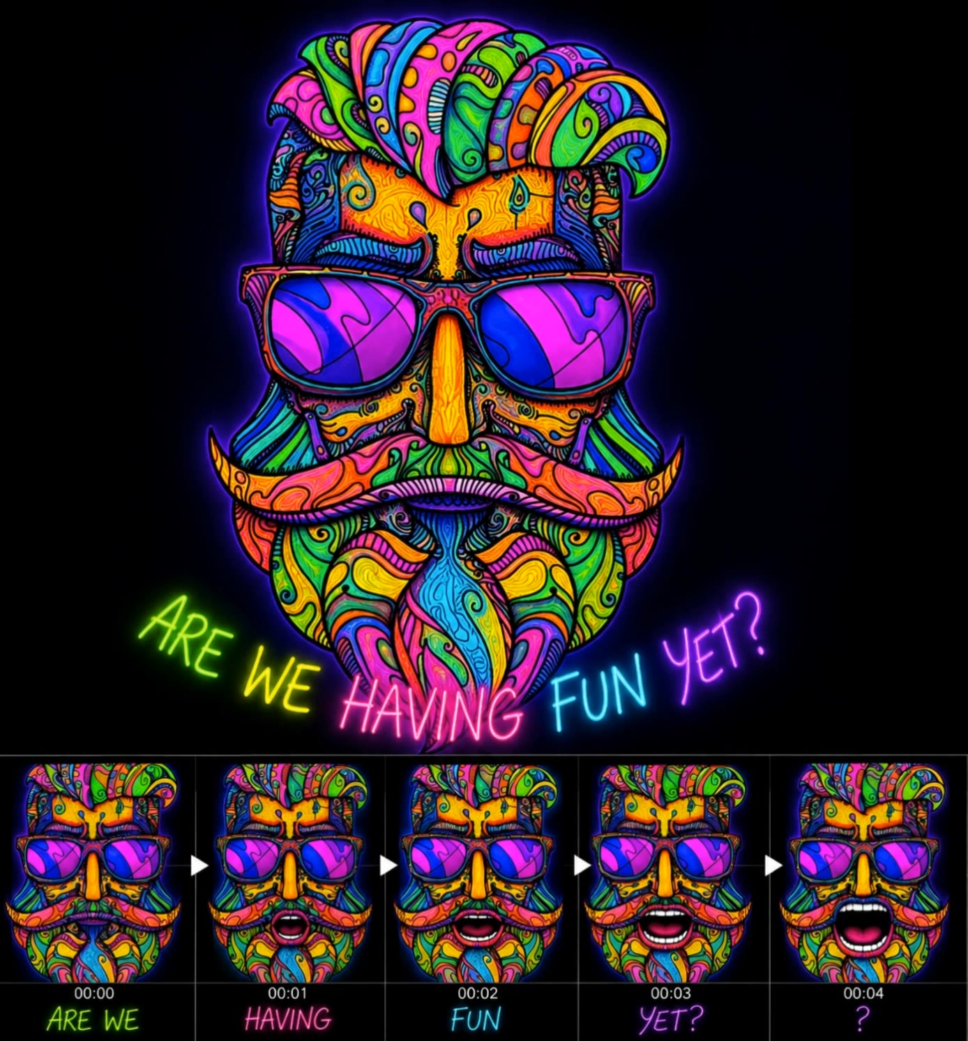 Psychedelic animation of are we  - run reference animation AI video