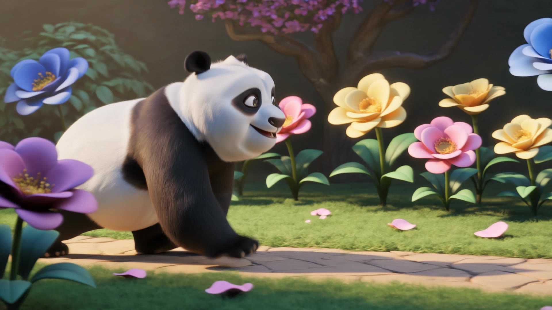 Cute Panda Walking in Magical Ga - cute easy anime drawing AI video