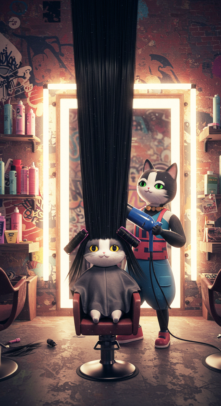 Give the kittens cool hairstyles - hairstyles ai AI video