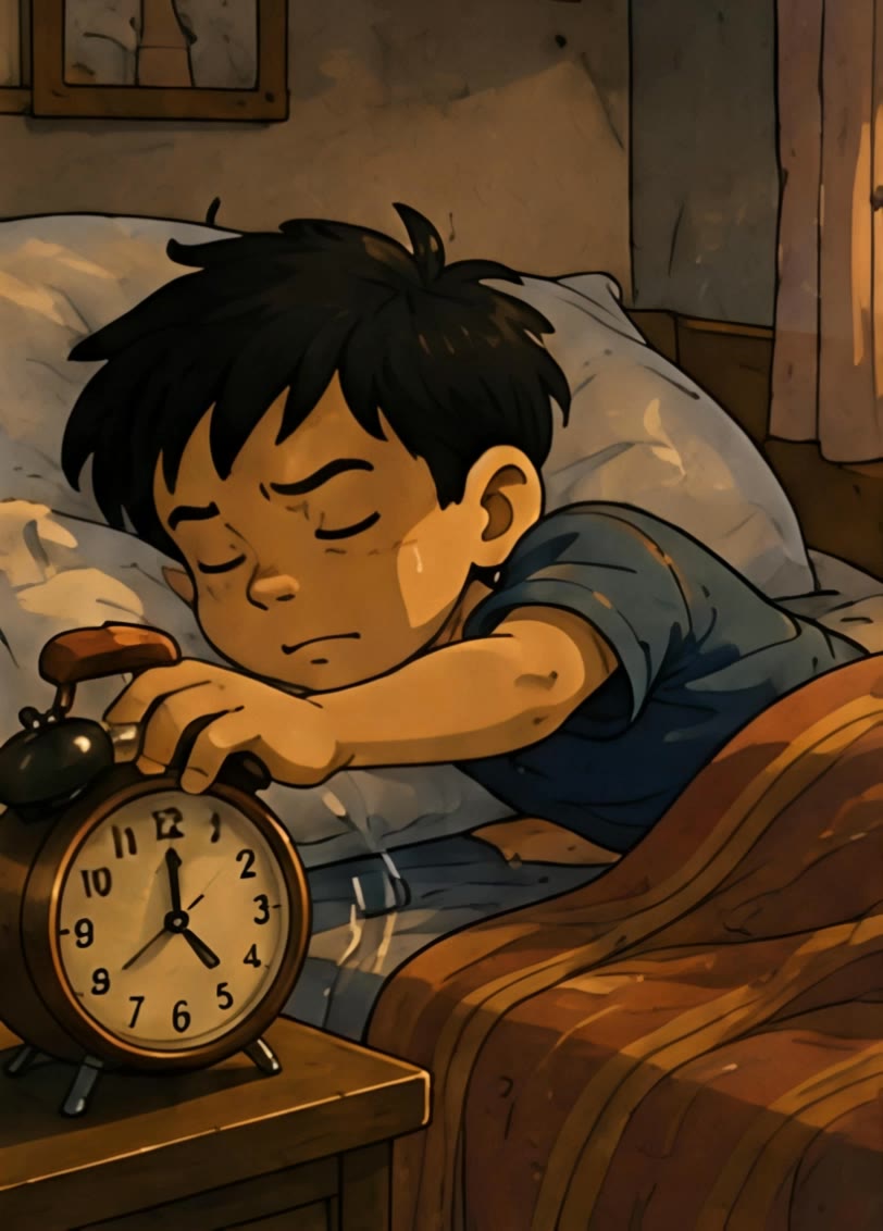 raju still asleep - frame with clips AI video