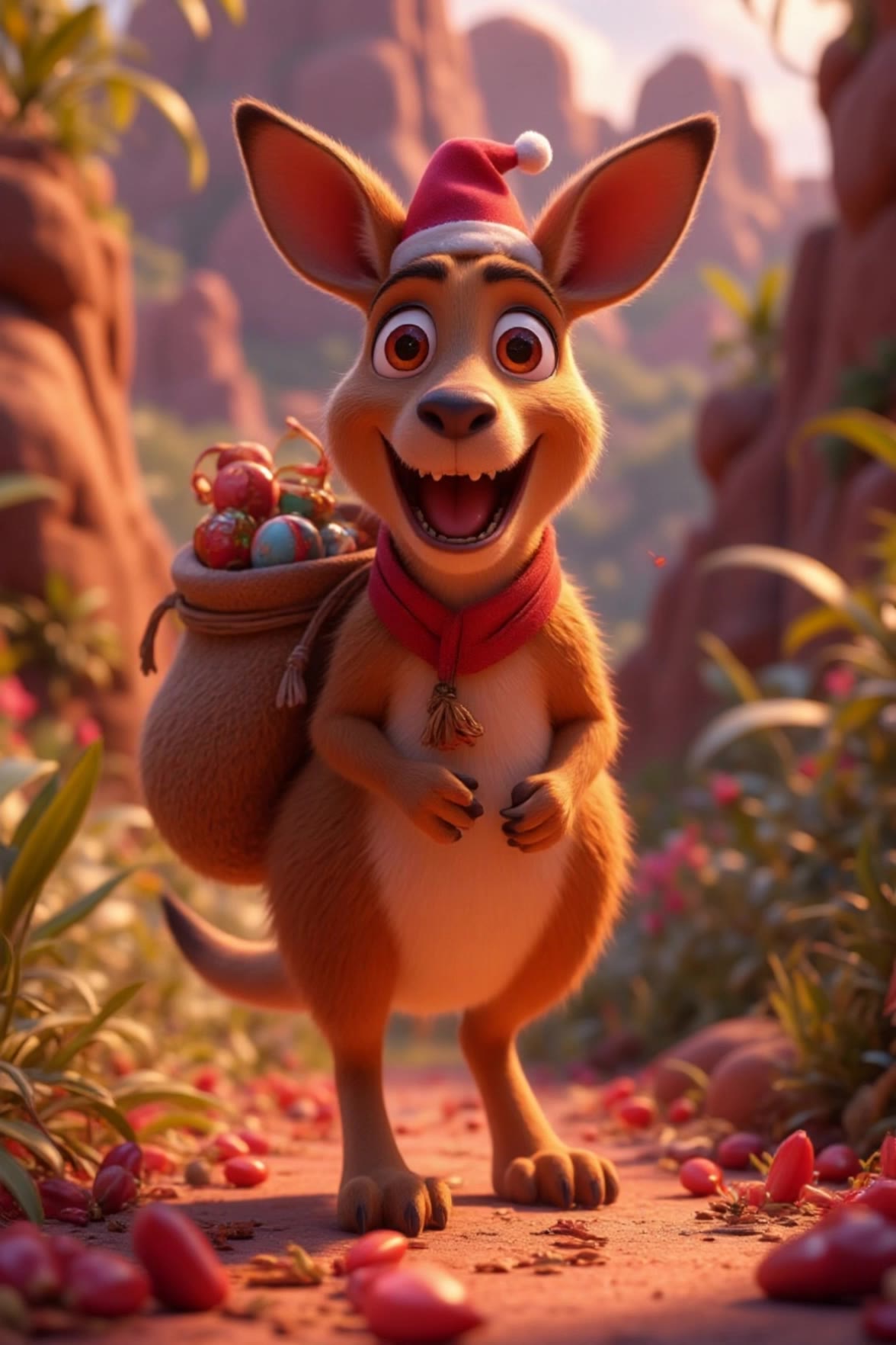 Kenny the Christmas Kangaroo - christmas postcards free online AI video