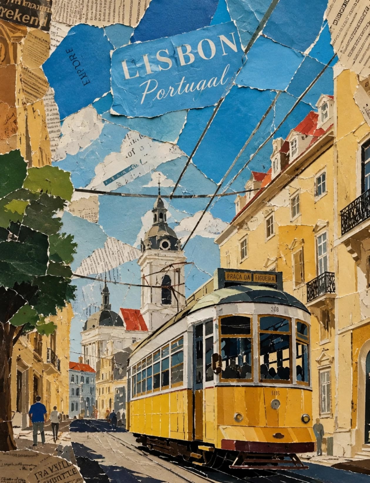 Lisbon - torn paper edge AI video