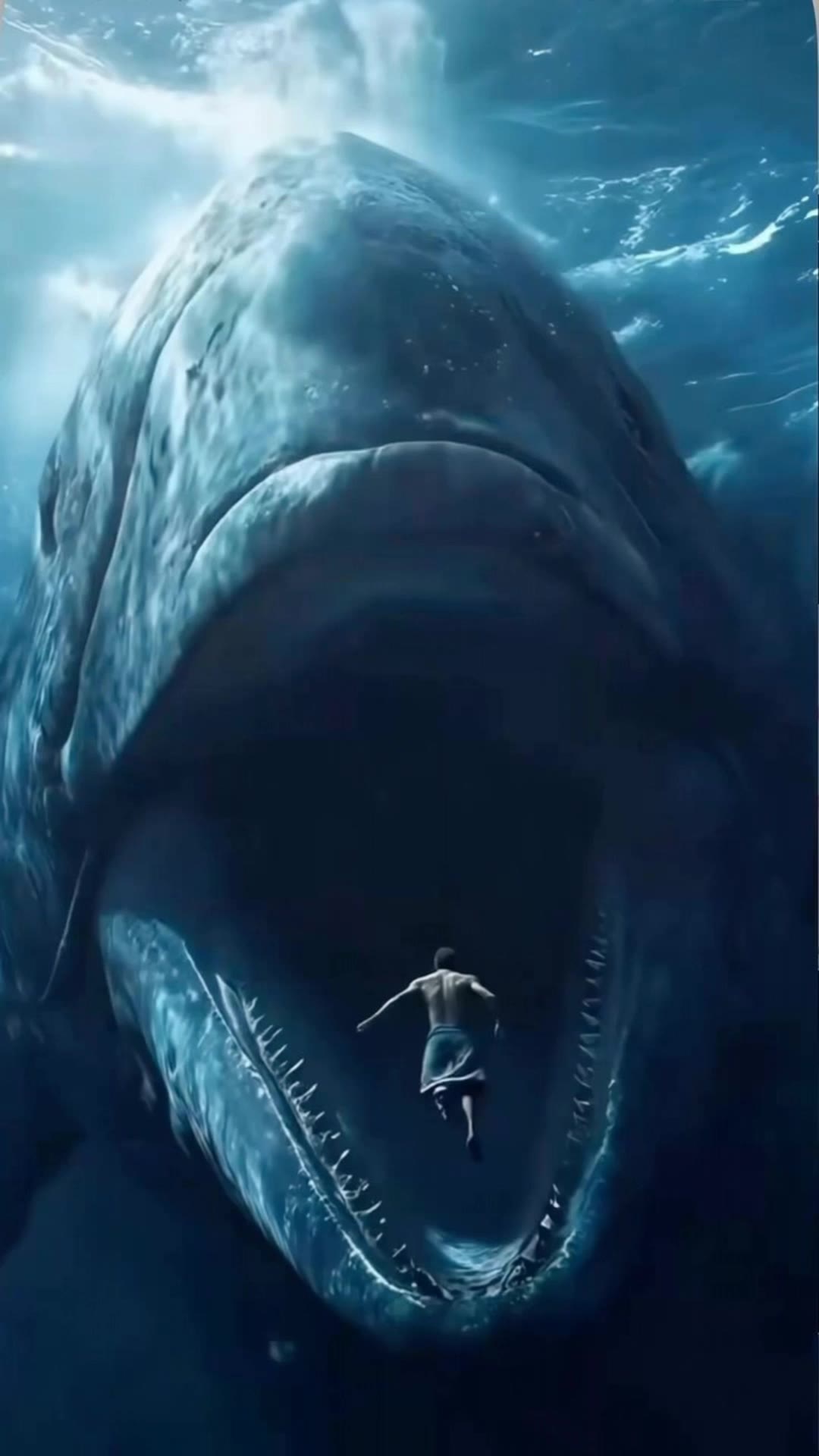 Jonah Swallowed by Whale - whale desktop wallpaper AI video