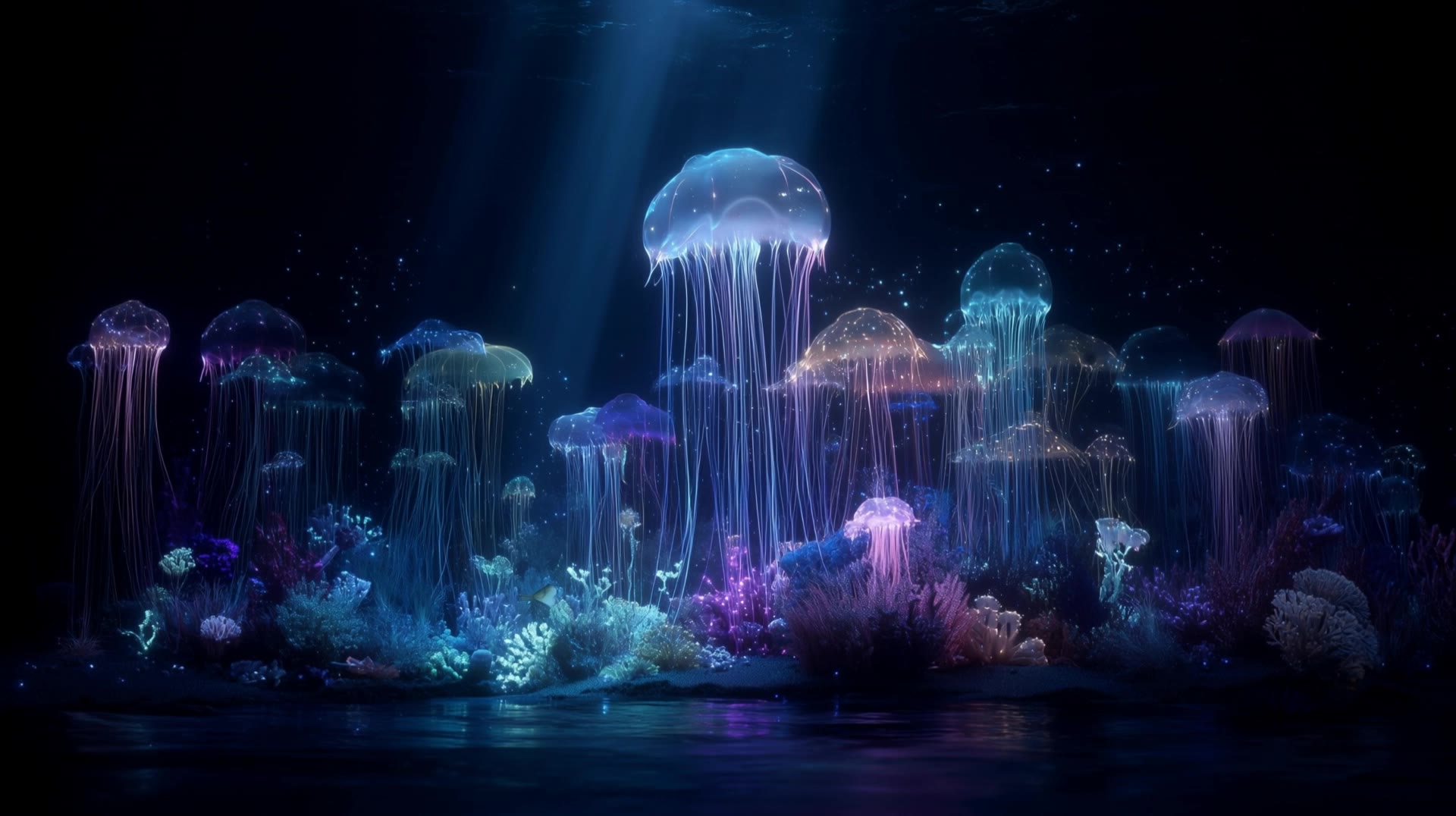 bioluminescent jellyfish - jellyfish shot AI video