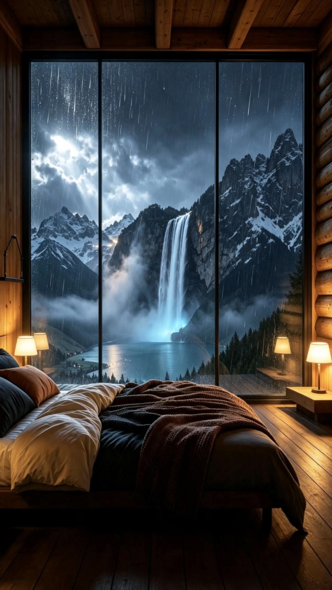 Relax at the mystical waterfall - motion waterfall picture AI video