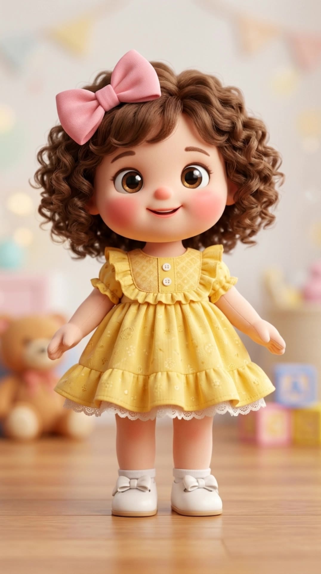 Cartoon girl waves hi! - female cartoon AI video
