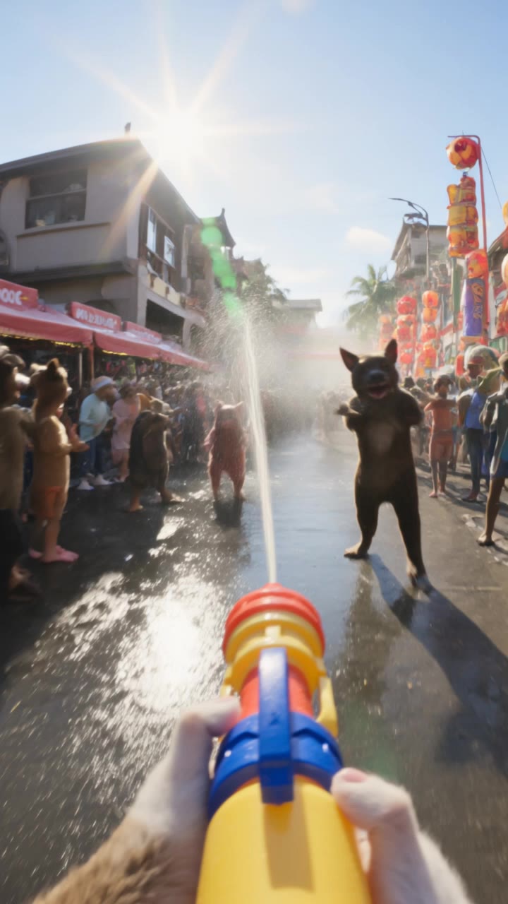 fluffy   Songkran water - water style AI video