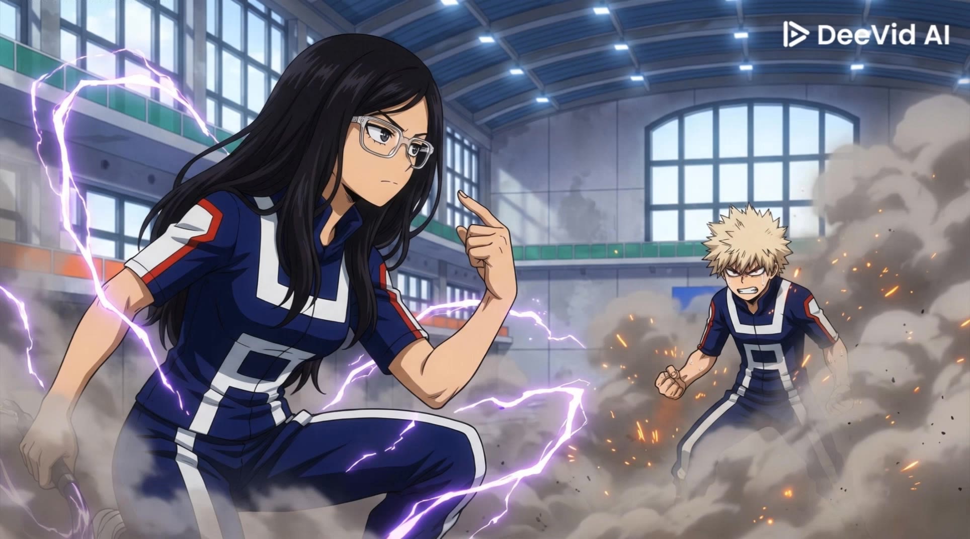 pelea anime  - female bakugo AI video