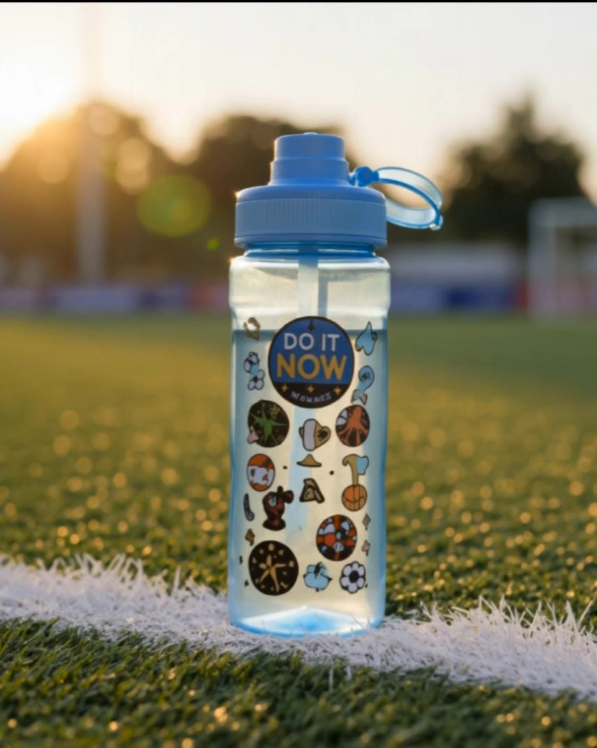 sport bottle on the field.. ad - neon football field AI video