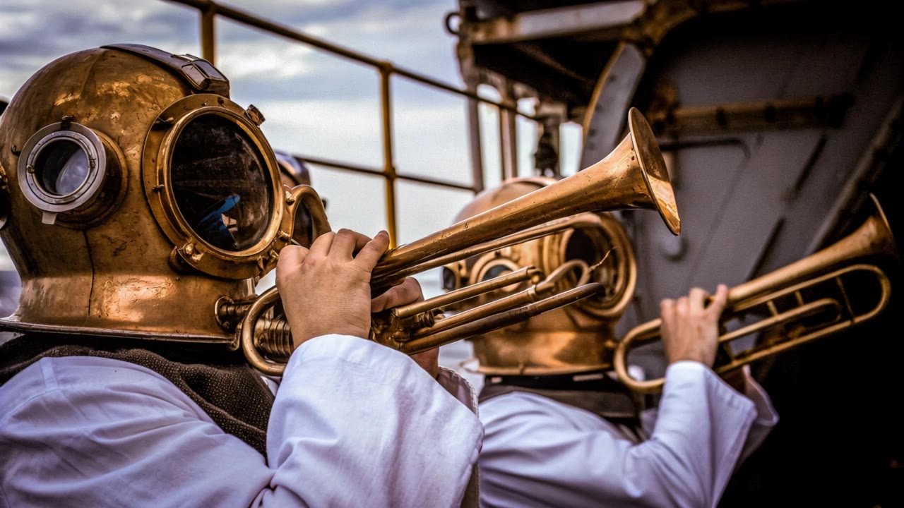 golden trumpets - mira golden outfit AI video