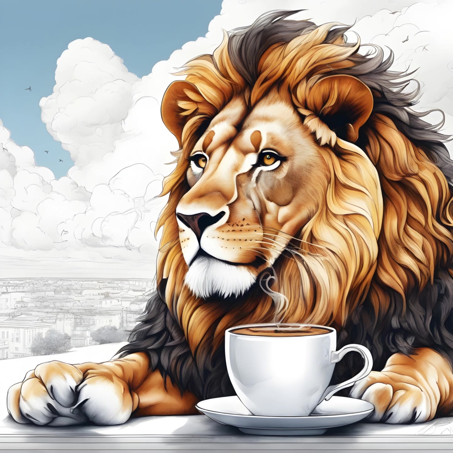 Lion and Coffee - coffee try on AI video