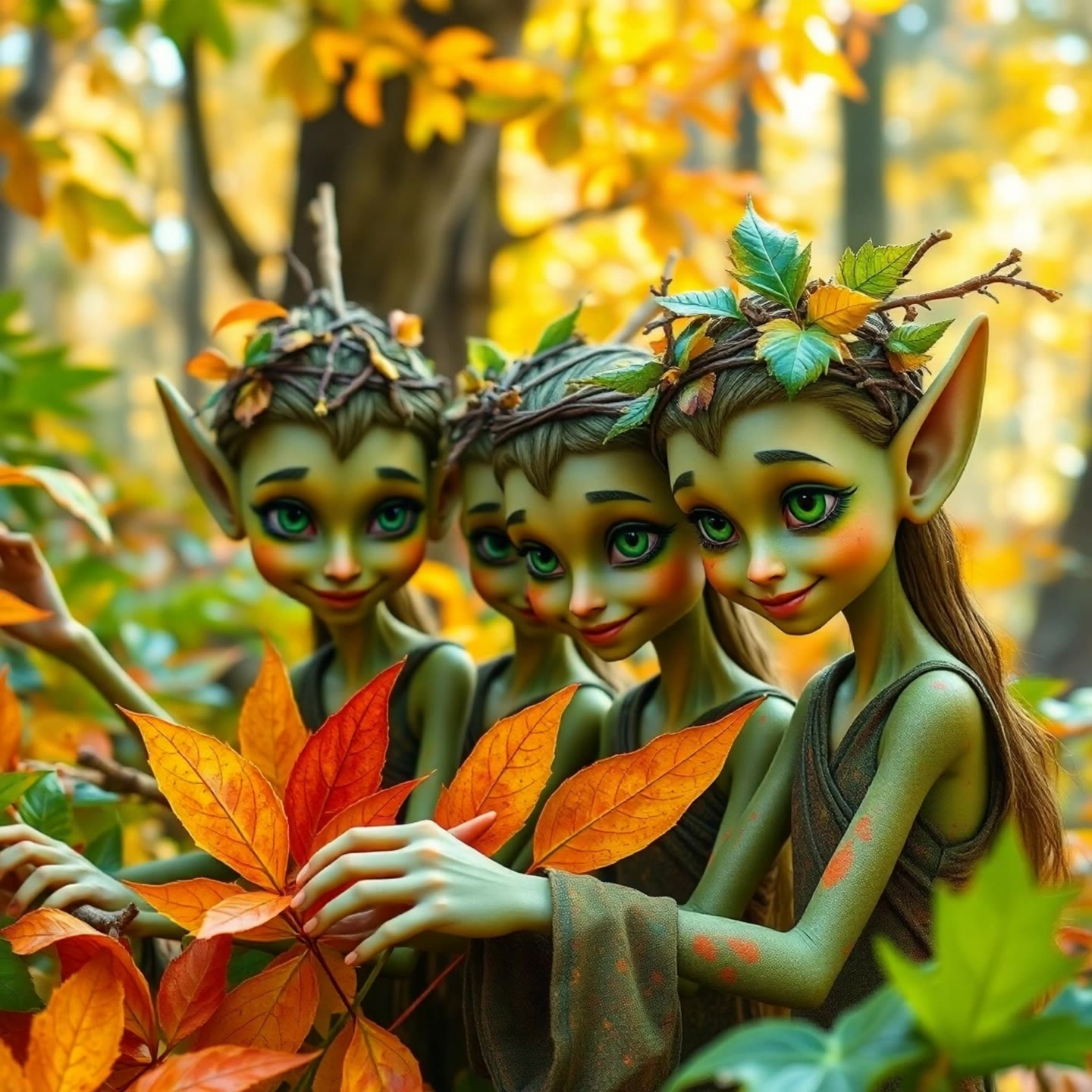 The three fairies - maple leaves clip art AI video