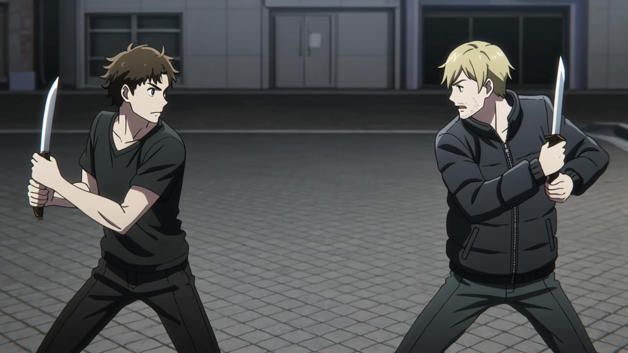 a knife fight between thieves - anime skin color AI video