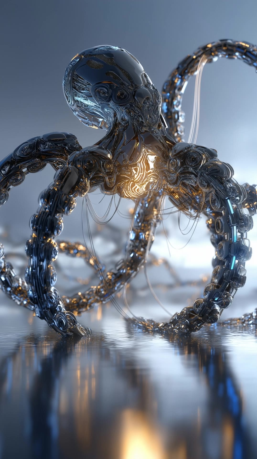 biomechanical octopus - octopus mouth AI video